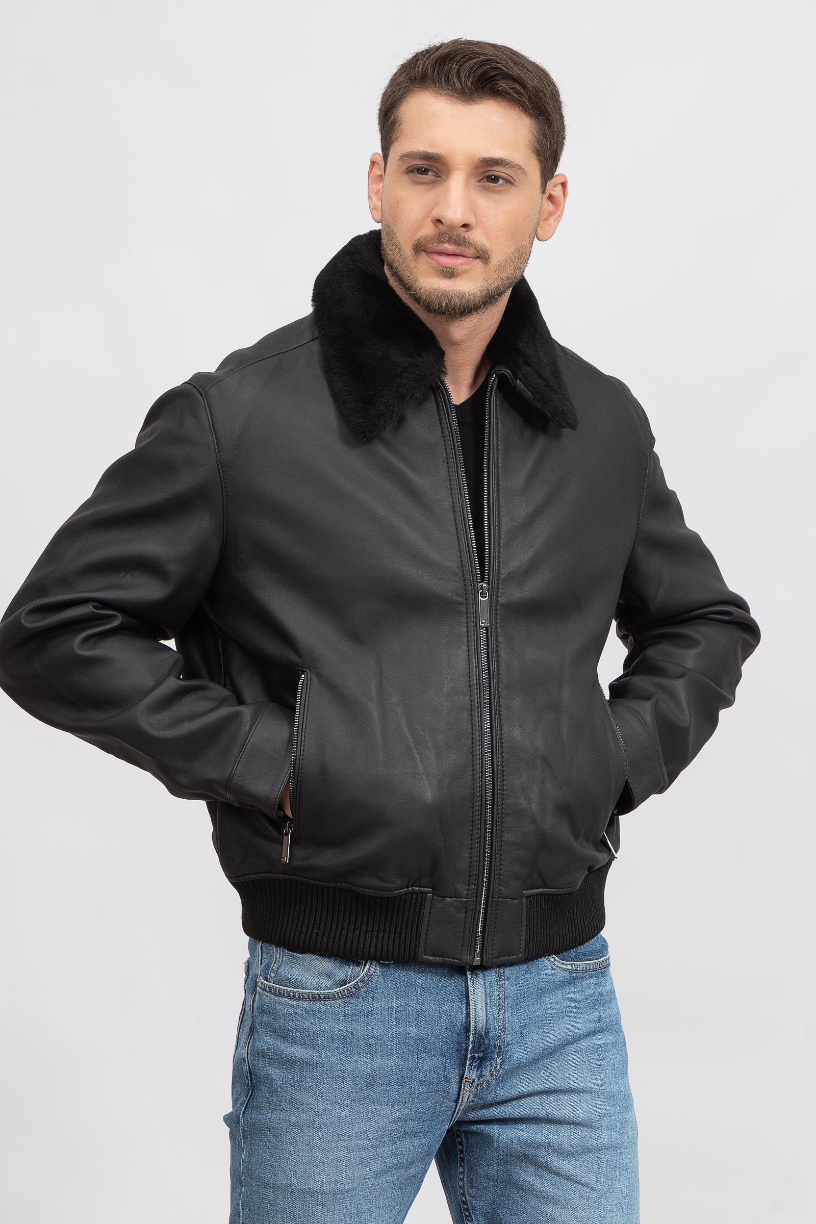 Calvin Klein Padded Wing Erkek Deri Mont
