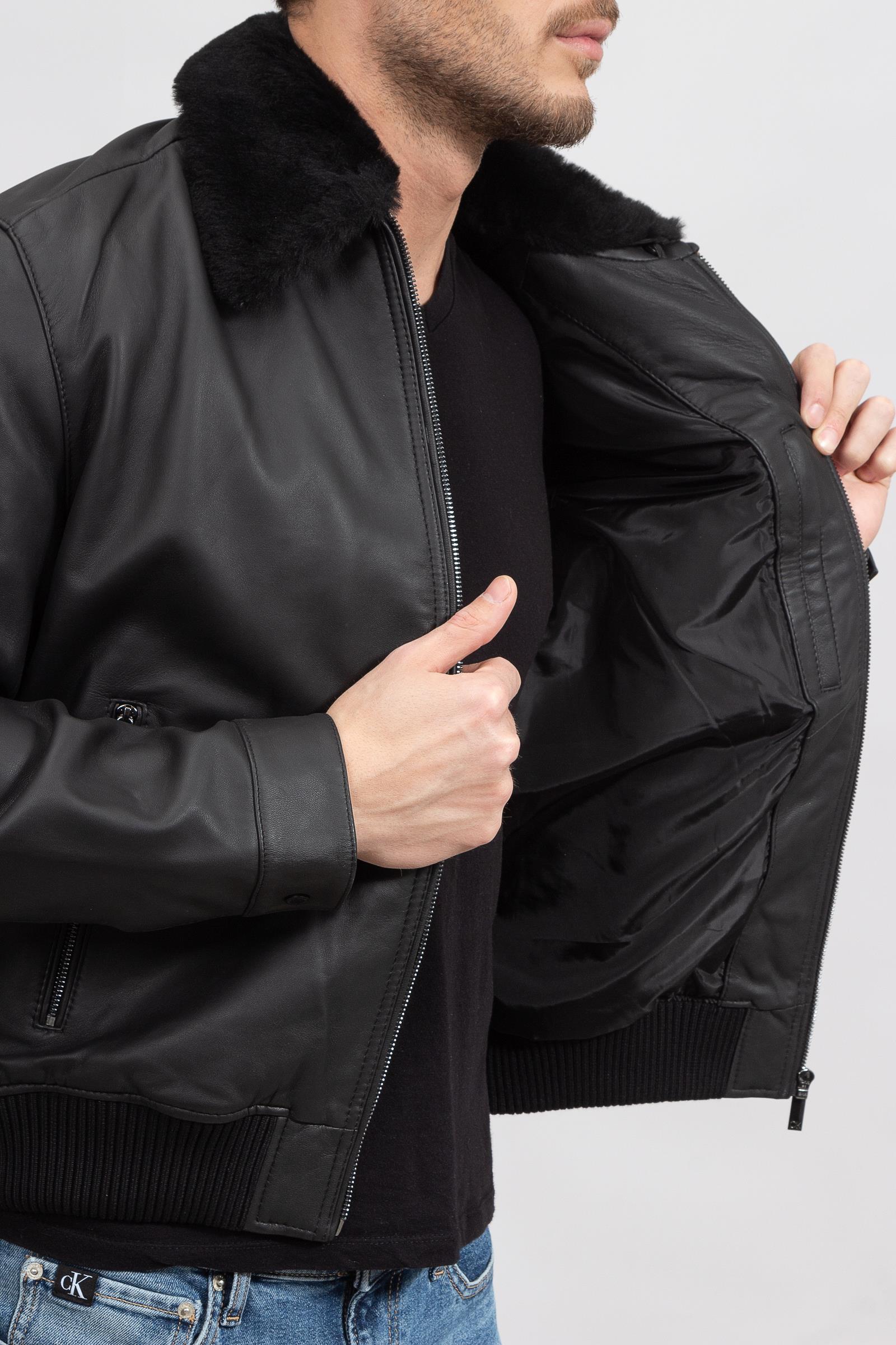 Calvin Klein Padded Wing Erkek Deri Mont