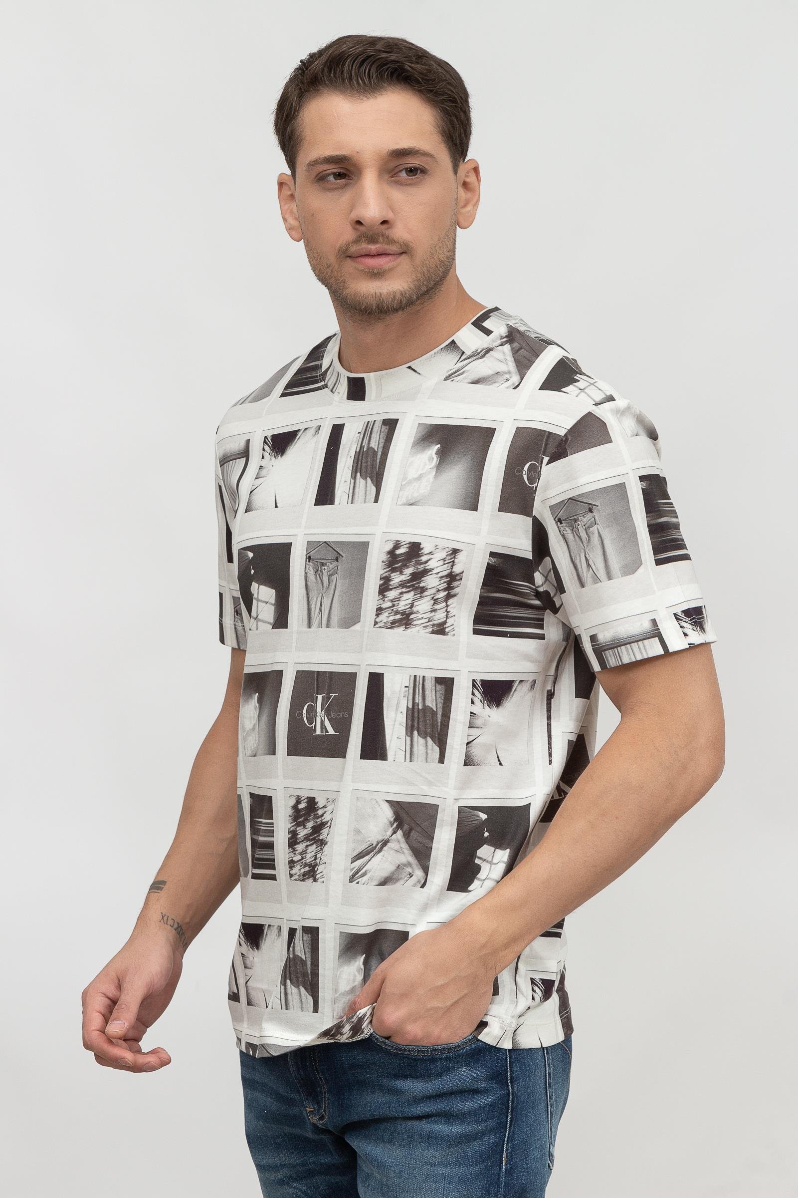Calvin Klein Polaroid Erkek Bisiklet Yaka T-Shirt
