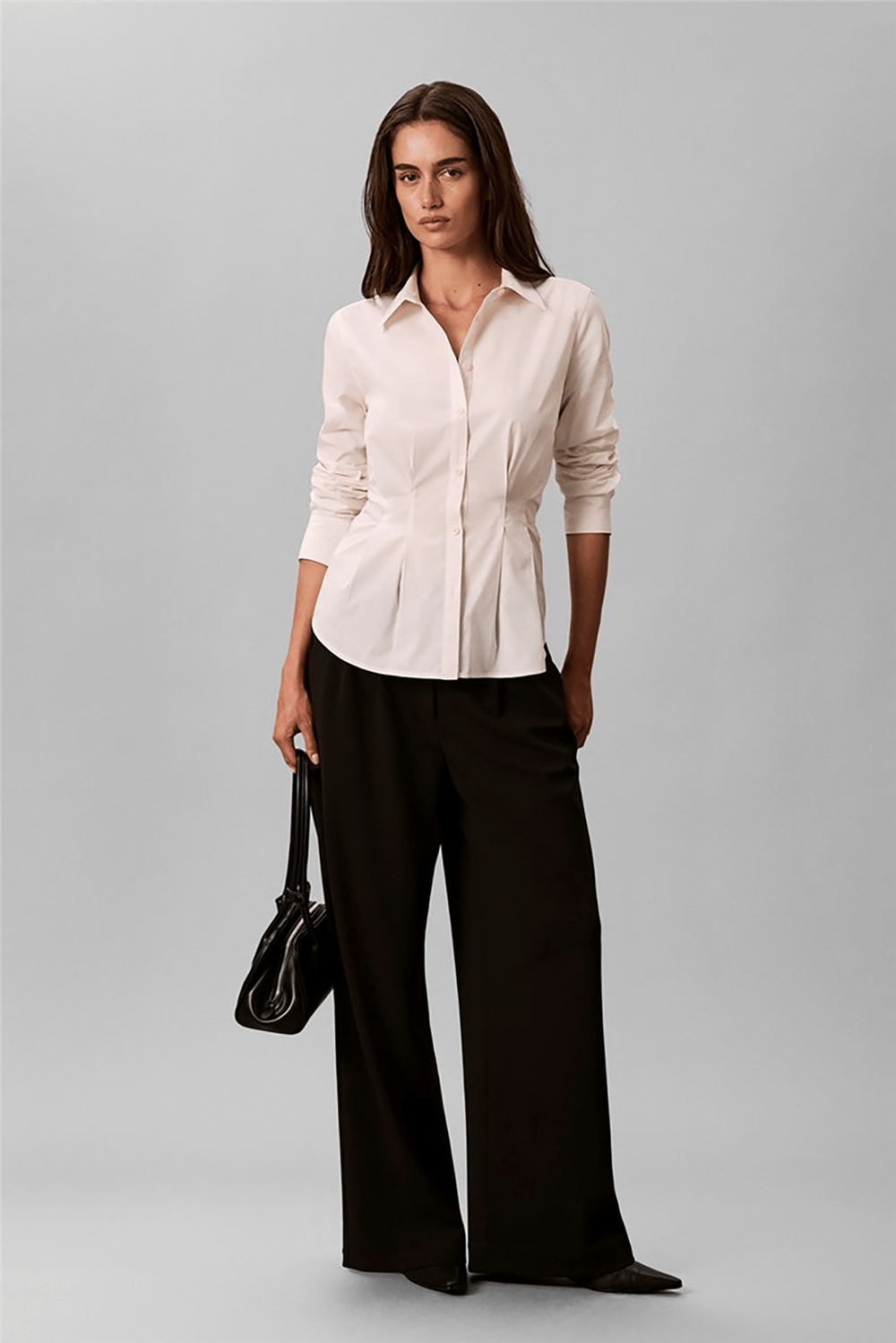 Calvin Klein Poplin Fitted Shirt Kadın Gömlek Beyaz