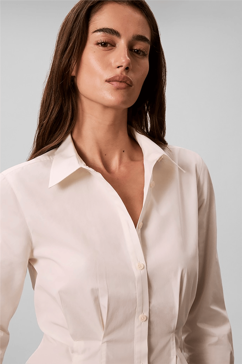 Calvin Klein Poplin Fitted Shirt Kadın Gömlek Beyaz