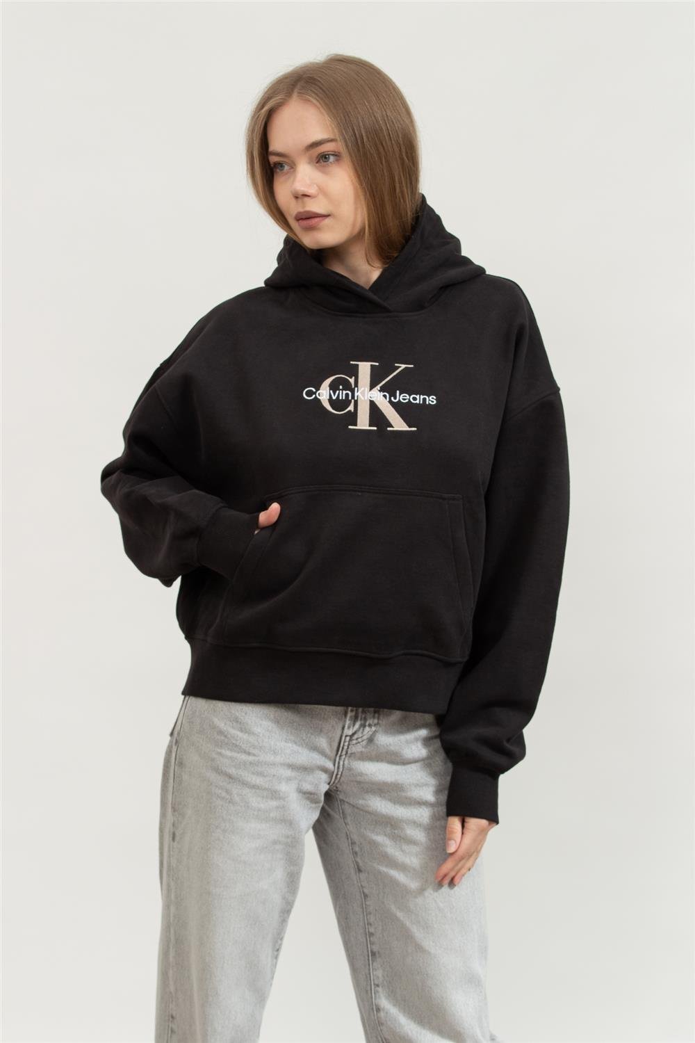 Calvin Klein Premium Monologo Kadın Kapüşonlu Sweatshirt