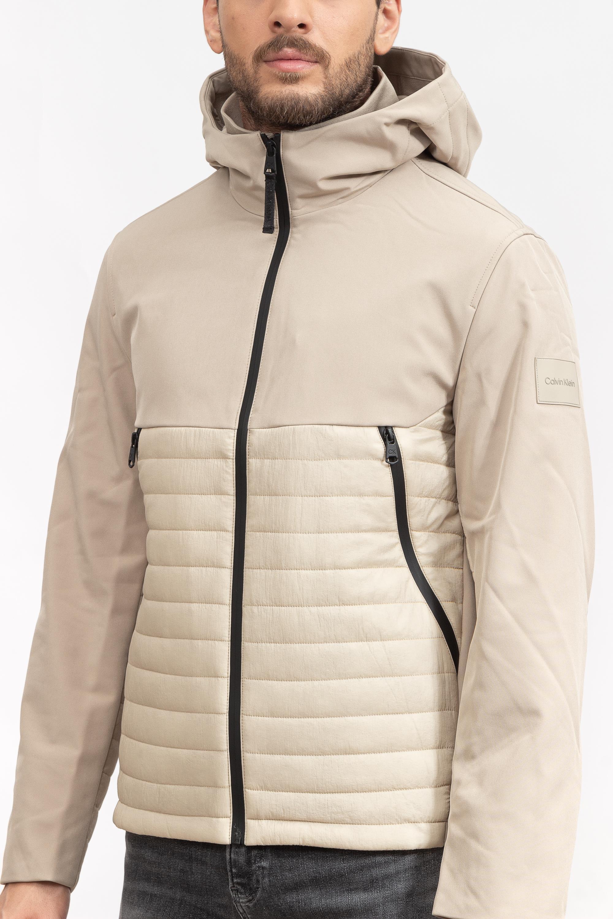 Calvin Klein Quilted Mix Media Hood Erkek Mont