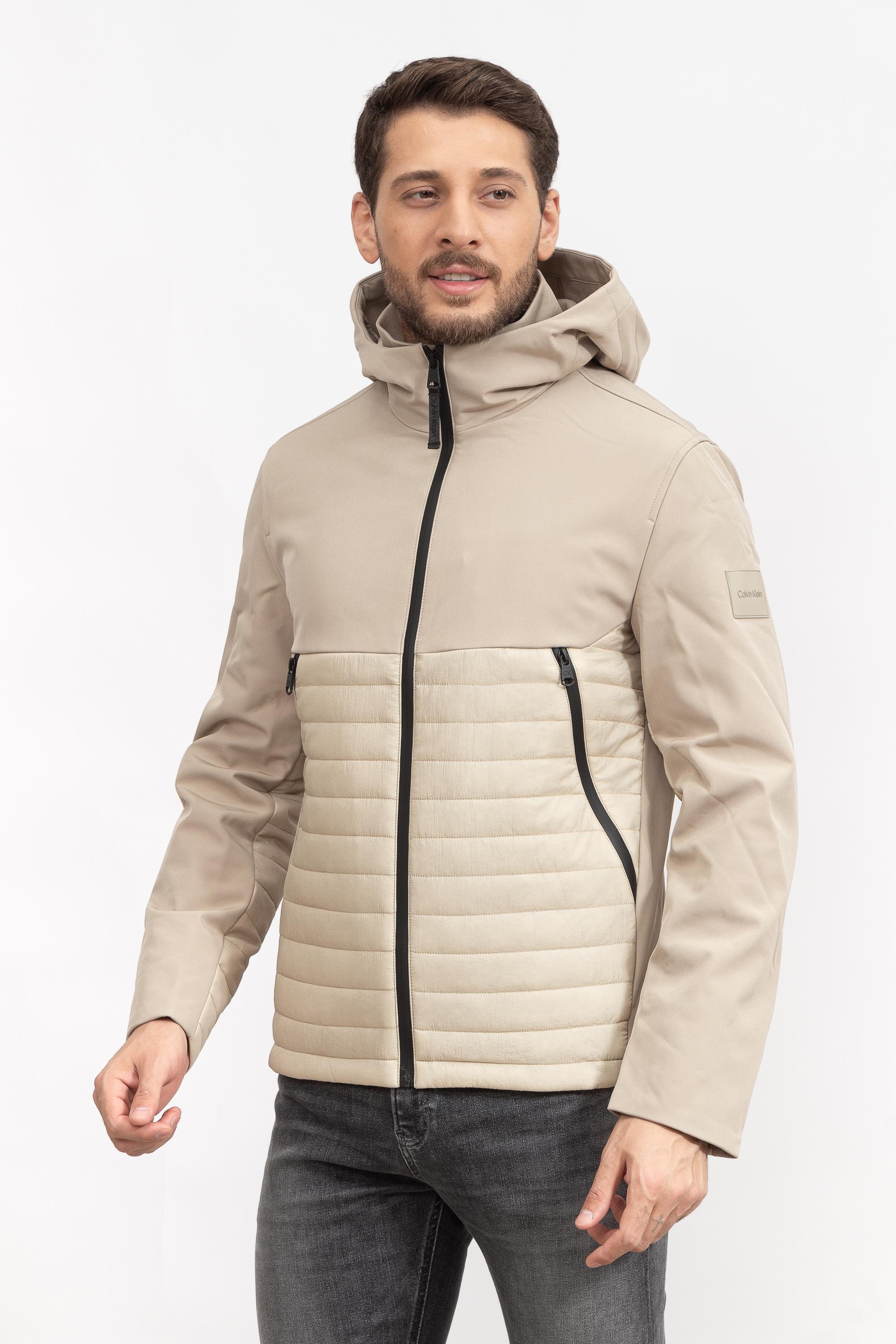 Calvin Klein Quilted Mix Media Hood Erkek Mont