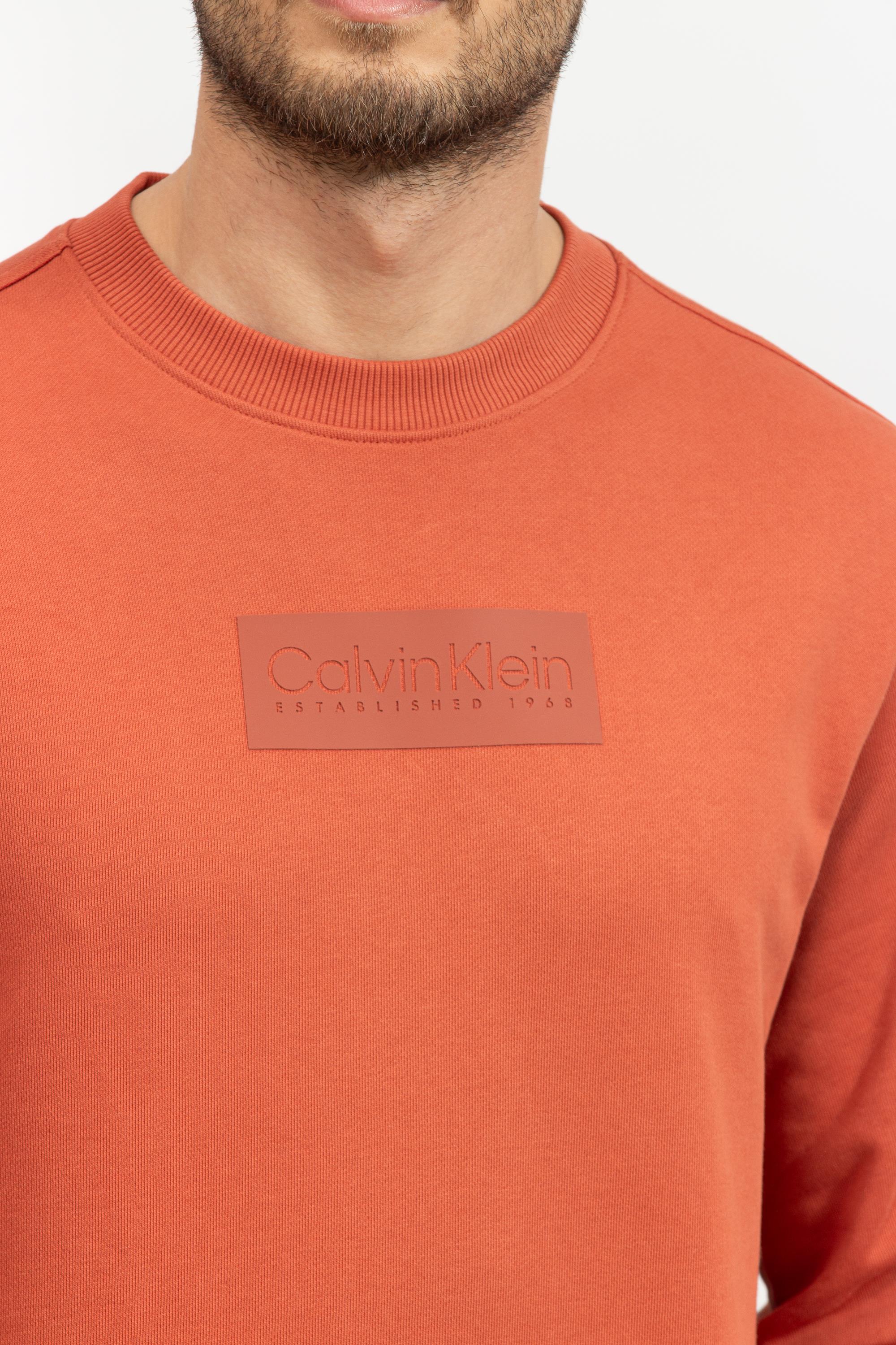 Calvin Klein Raised Rubber Logo Erkek Bisiklet Yaka Sweatshirt