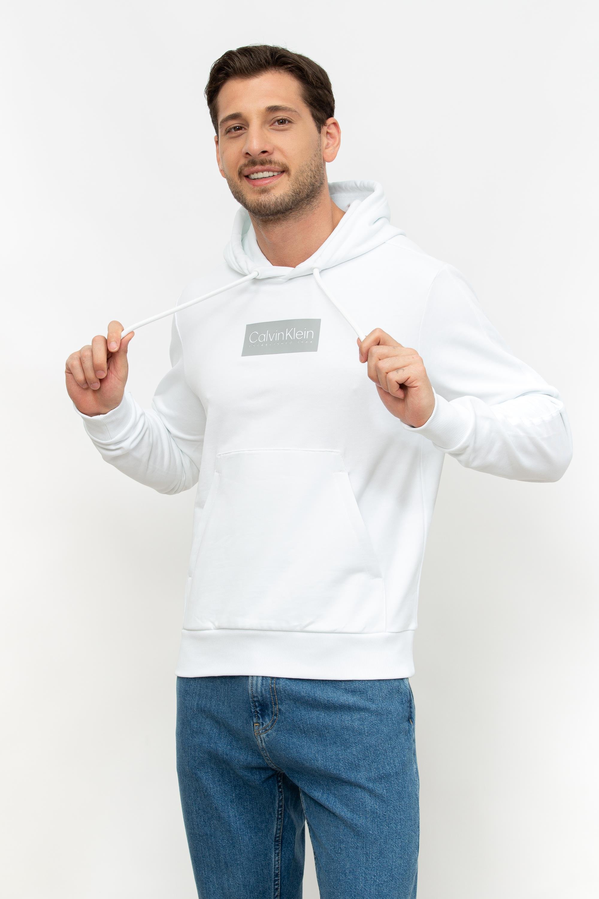 Calvin Klein Raised Rubber Logo Erkek Kapüşonlu Sweatshirt