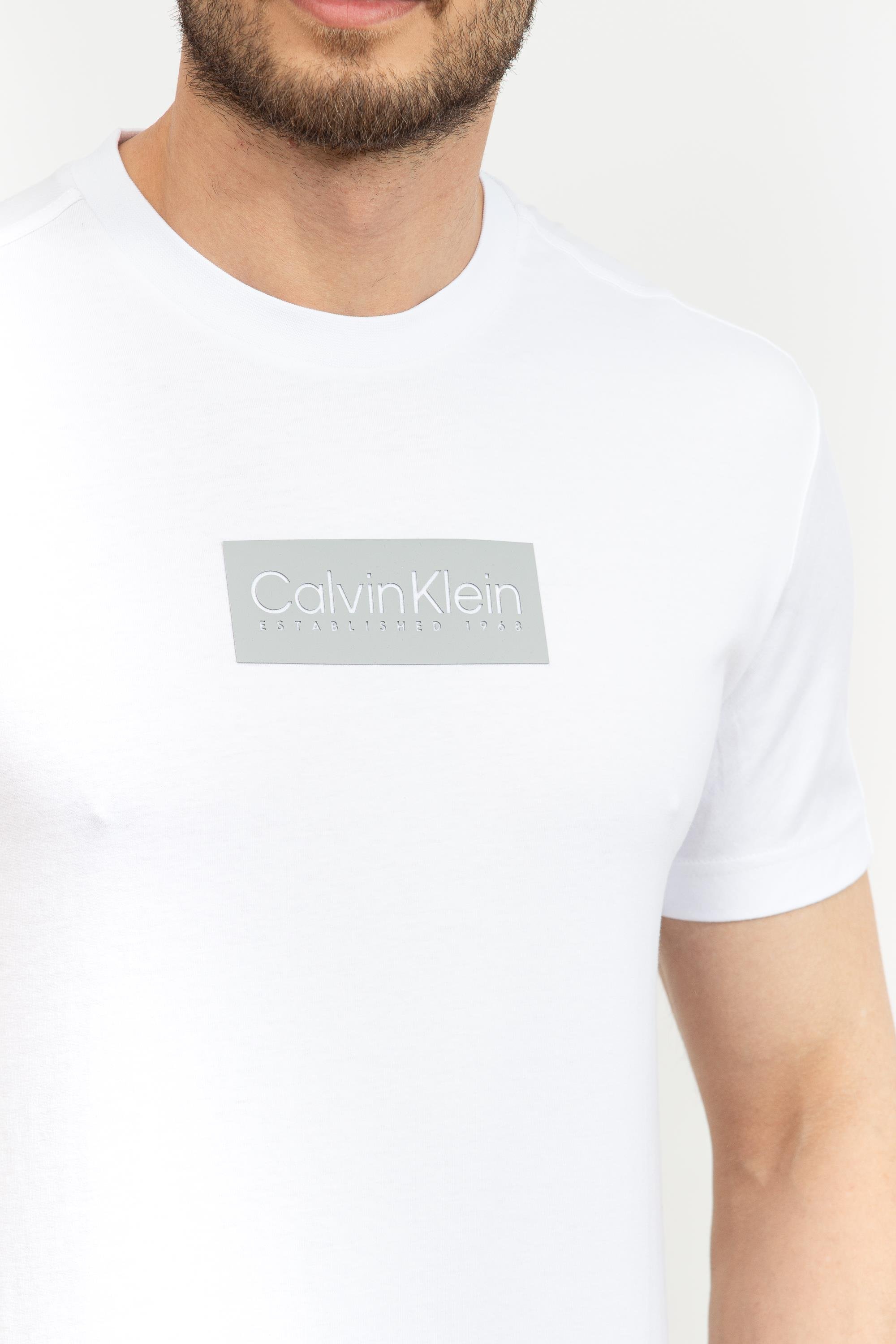 Calvin Klein Raised Rubber Logo Erkek Bisiklet Yaka T-Shirt