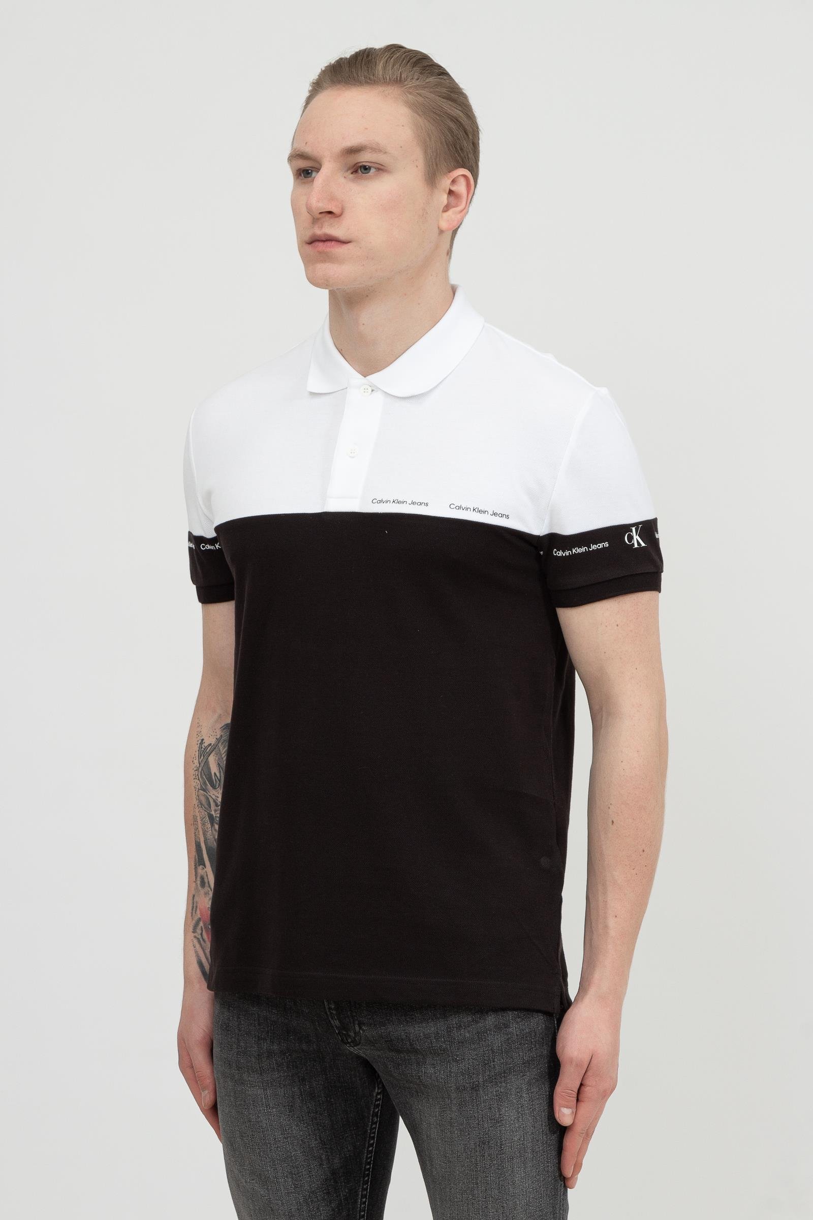 Calvin Klein Repeat Logo Colorblock Polo Erkek Polo Yaka T-Shirt