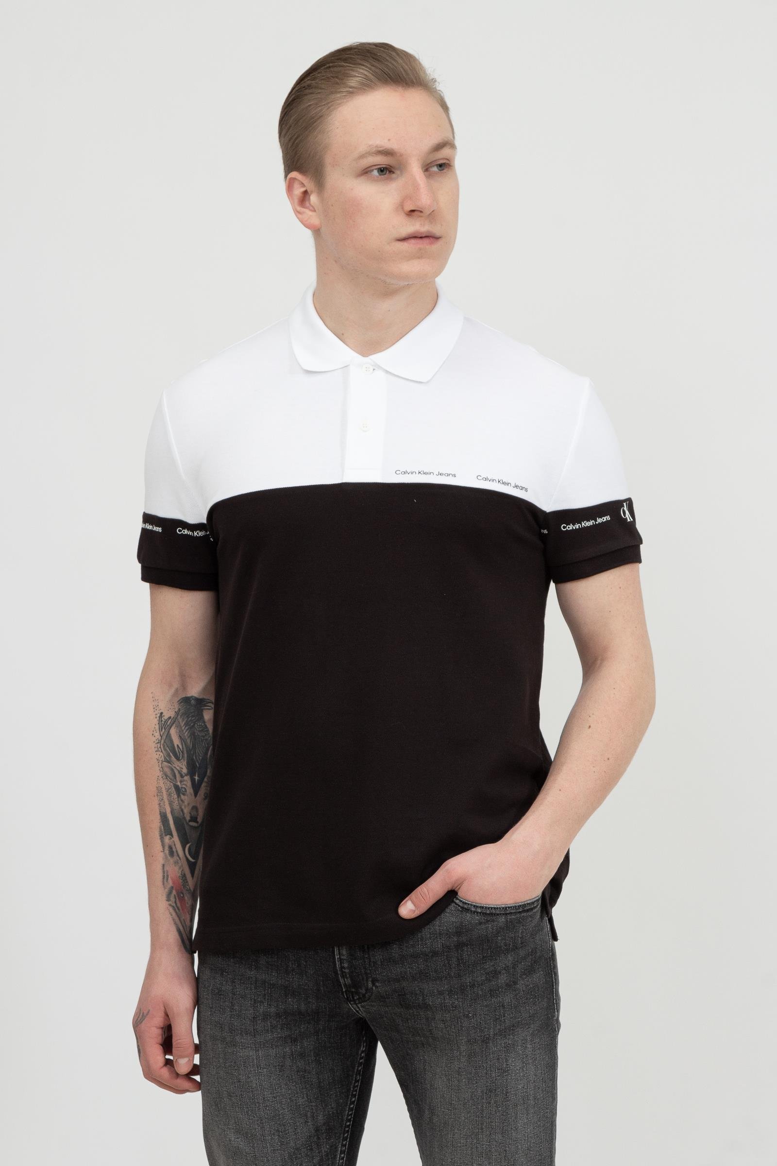 Calvin Klein Repeat Logo Colorblock Polo Erkek Polo Yaka T-Shirt
