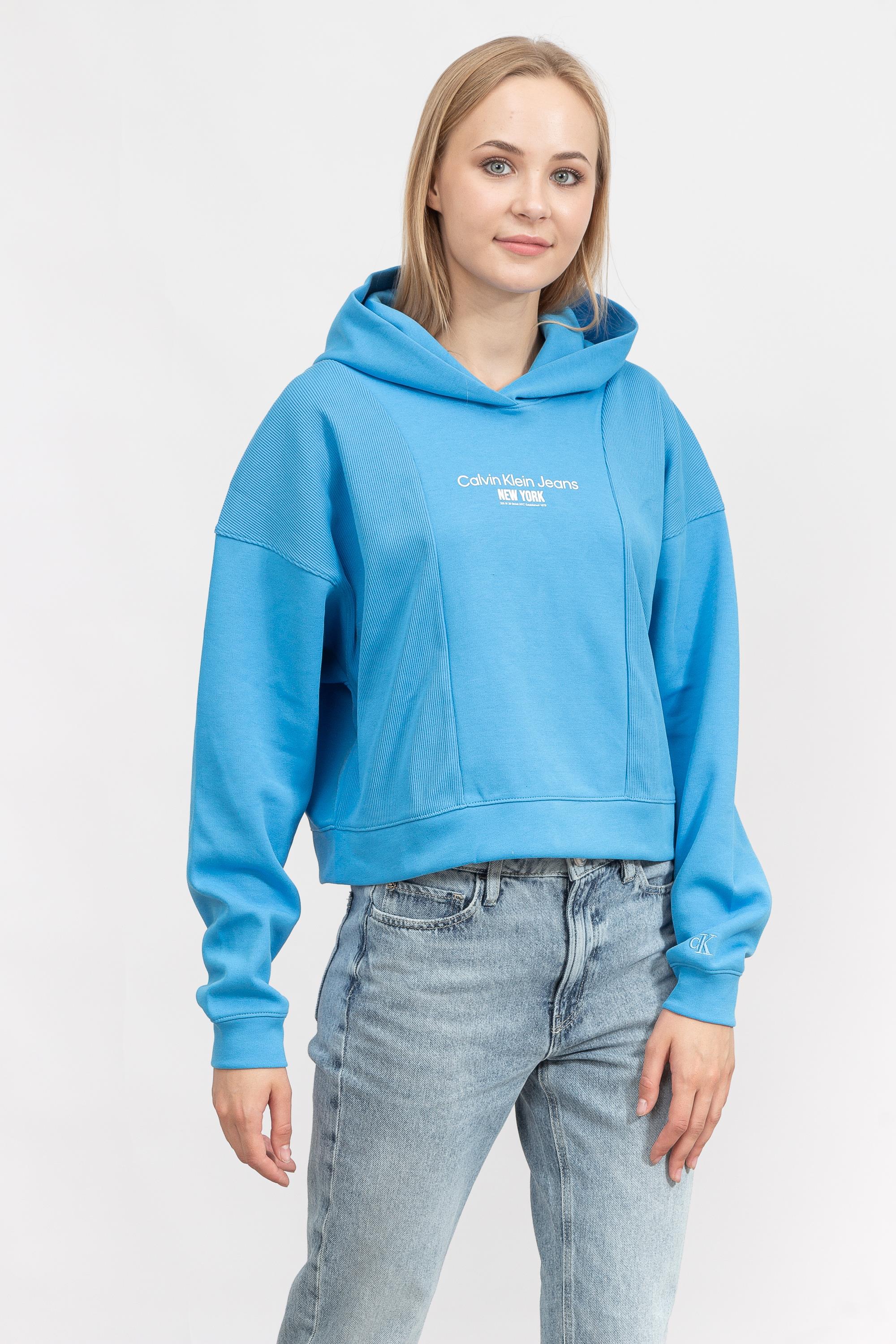 Calvin Klein Rib insert interlock Hoodie Kadın Kapüşonlu Sweatshirt