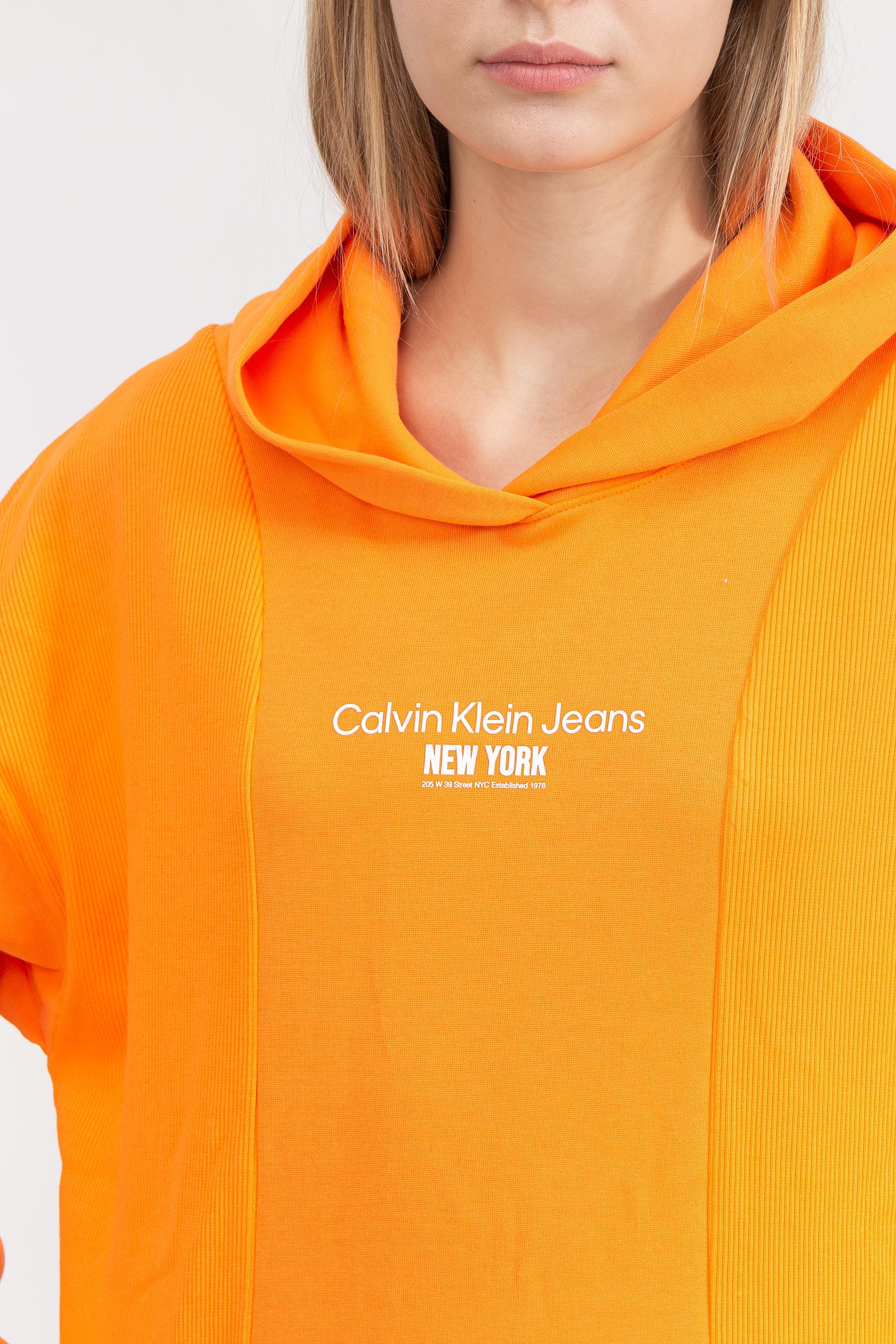 Calvin Klein Rib insert interlock Hoodie Kadın Kapüşonlu Sweatshirt