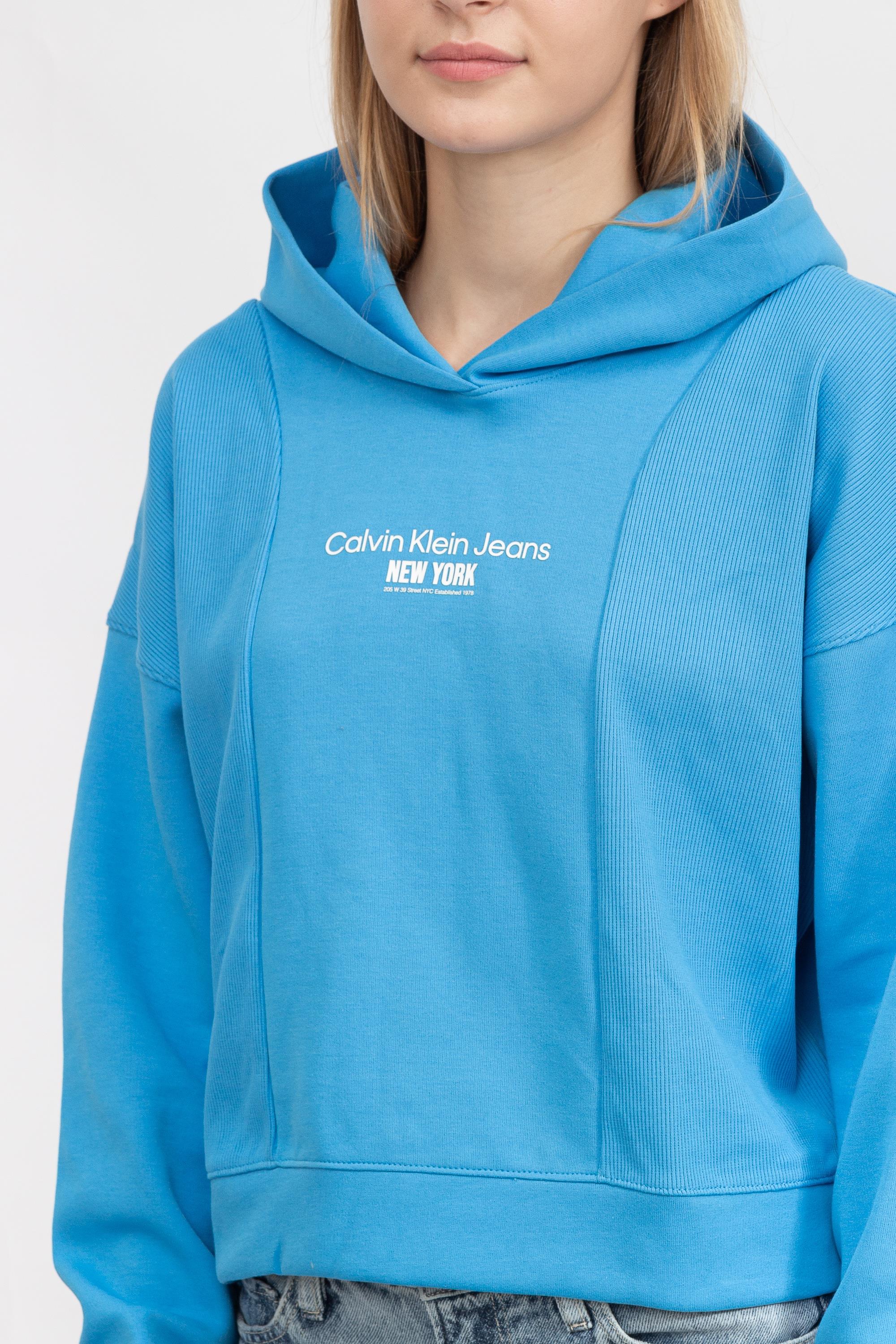 Calvin Klein Rib insert interlock Hoodie Kadın Kapüşonlu Sweatshirt