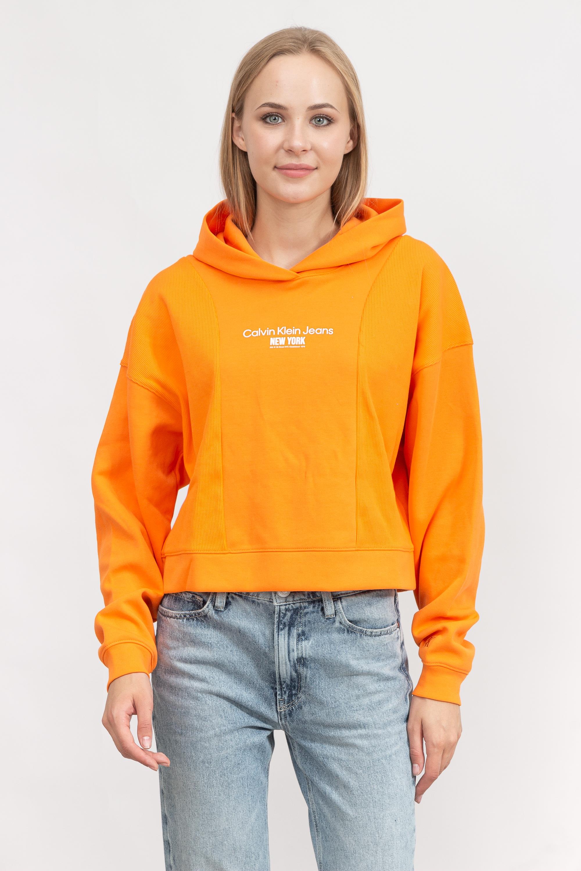 Calvin Klein Rib insert interlock Hoodie Kadın Kapüşonlu Sweatshirt