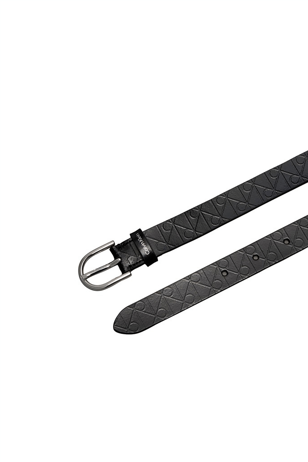 Calvin Klein Round Buckle Debossed Aop 25Mm Kadın Kemer Siyah