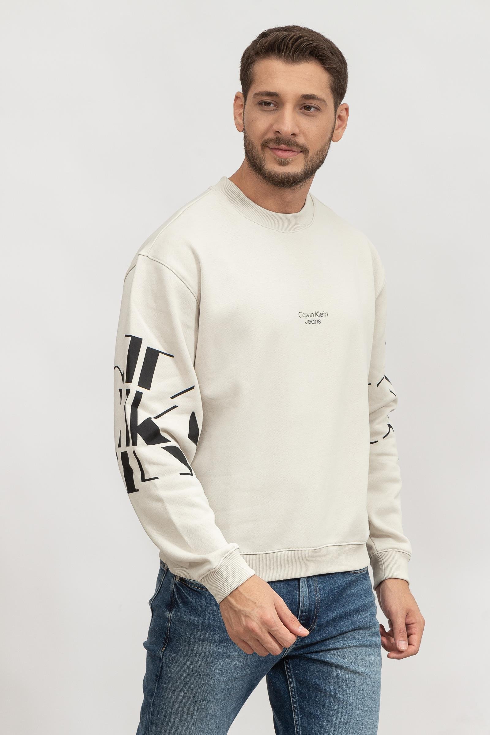 Calvin Klein Scattered Ck Logo Crew Neck Erkek Bisiklet Yaka Sweatshirt