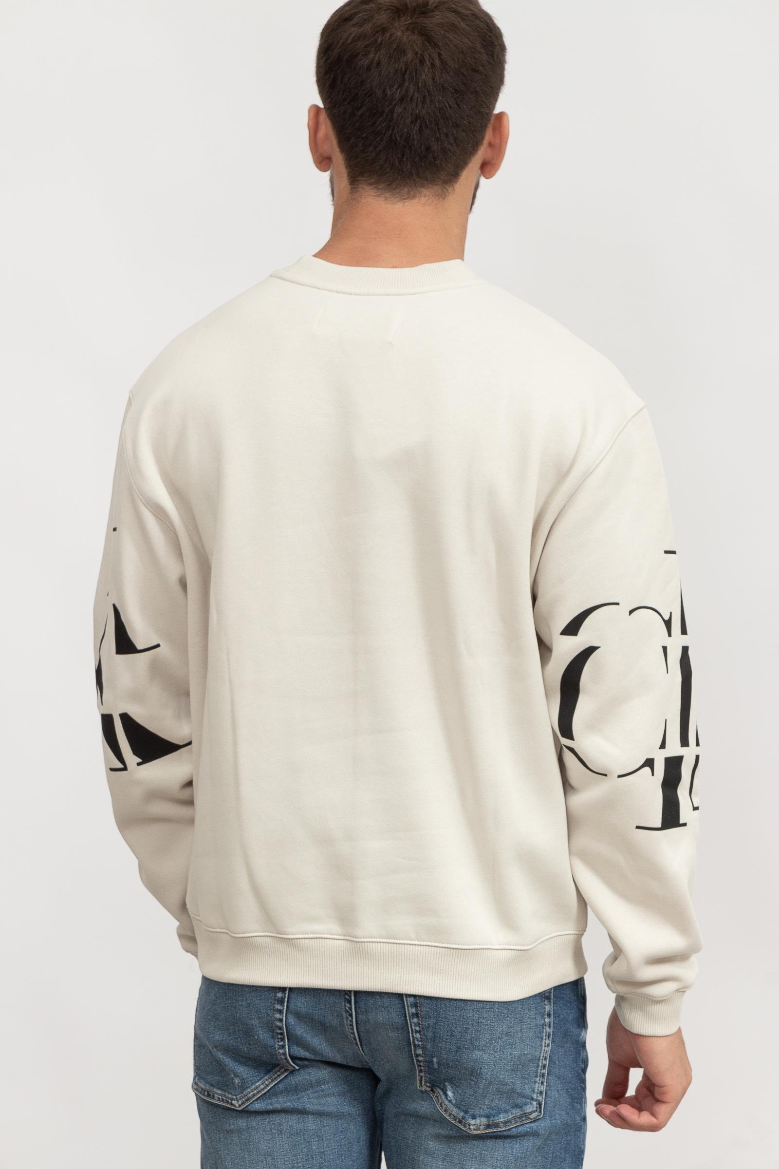 Calvin Klein Scattered Ck Logo Crew Neck Erkek Bisiklet Yaka Sweatshirt
