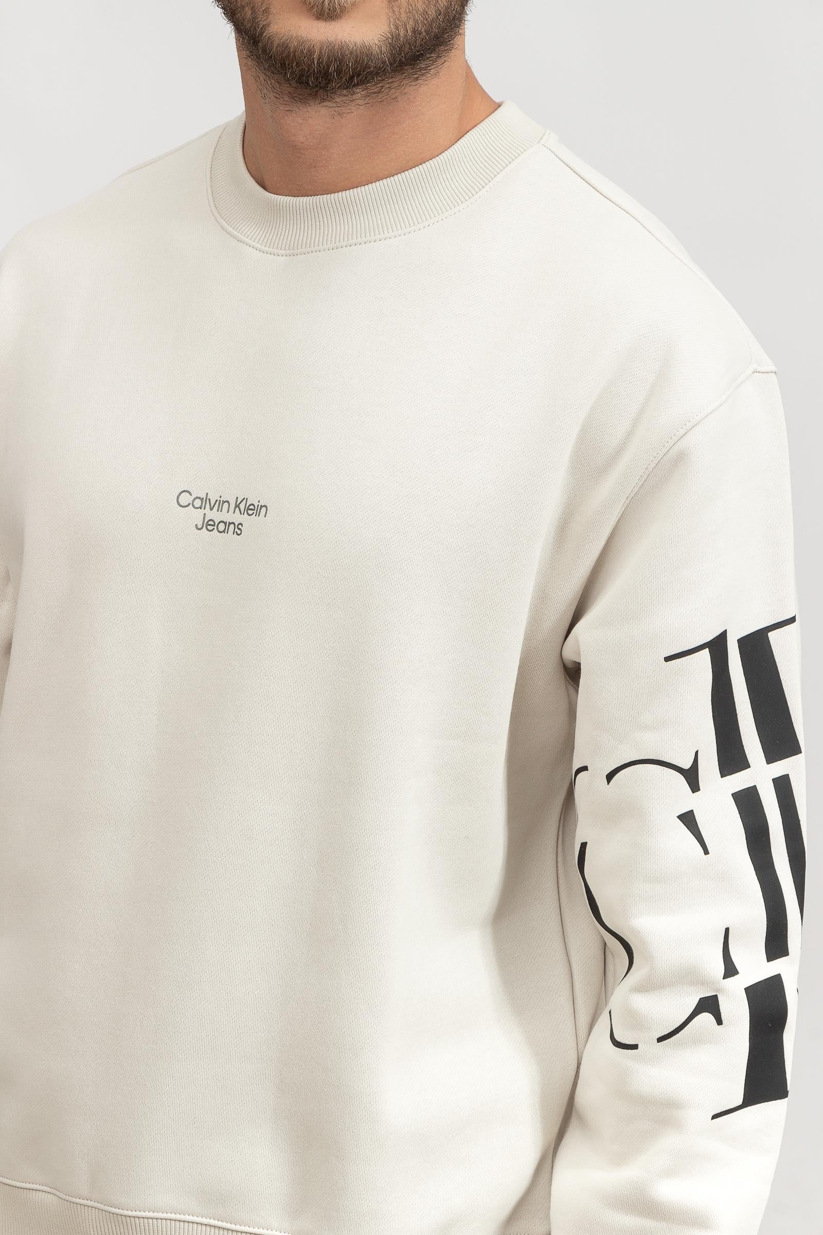 Calvin Klein Scattered Ck Logo Crew Neck Erkek Bisiklet Yaka Sweatshirt