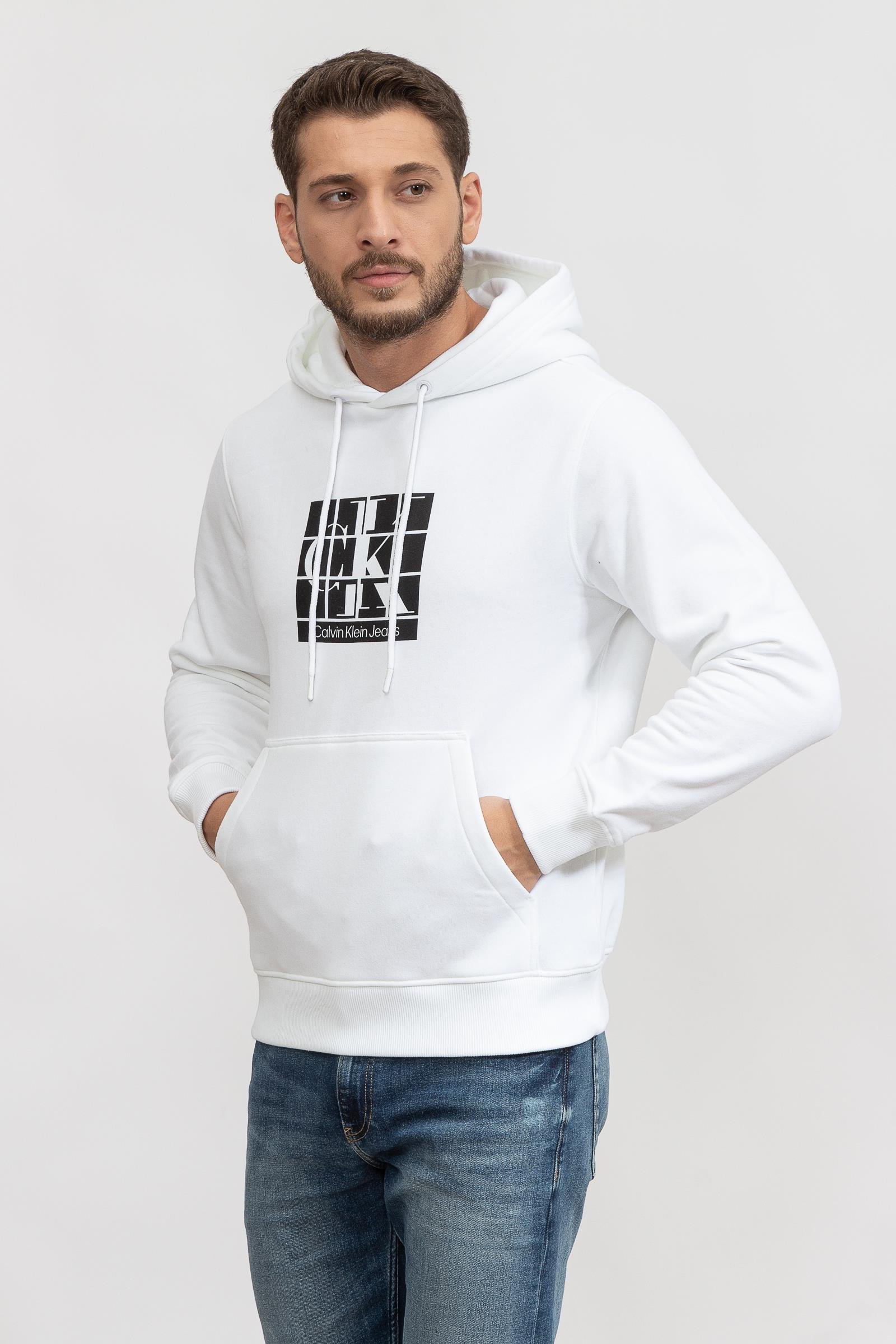 Calvin Klein Scattered Urban Graphic Hoodie Erkek Kapüşonlu Sweatshirt