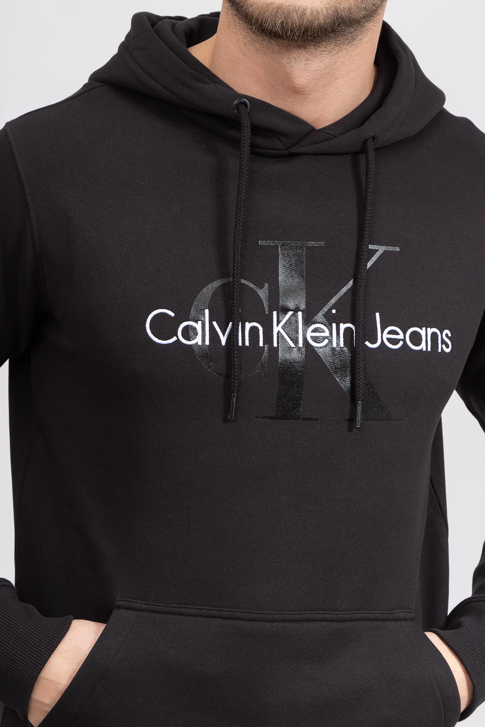 Calvin Klein Seasonal Monologo Regular Hoodie Erkek Kapüşonlu Sweatshirt