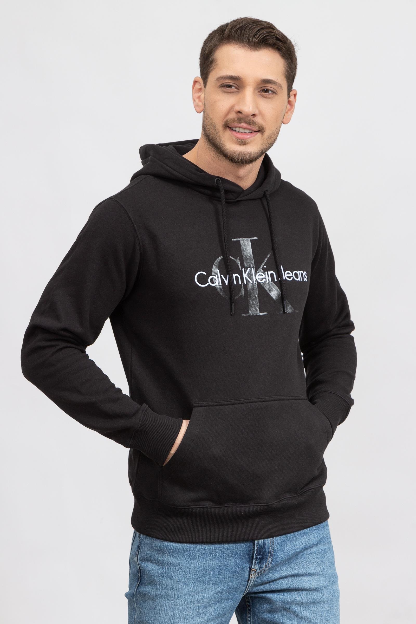 Calvin Klein Seasonal Monologo Regular Hoodie Erkek Kapüşonlu Sweatshirt