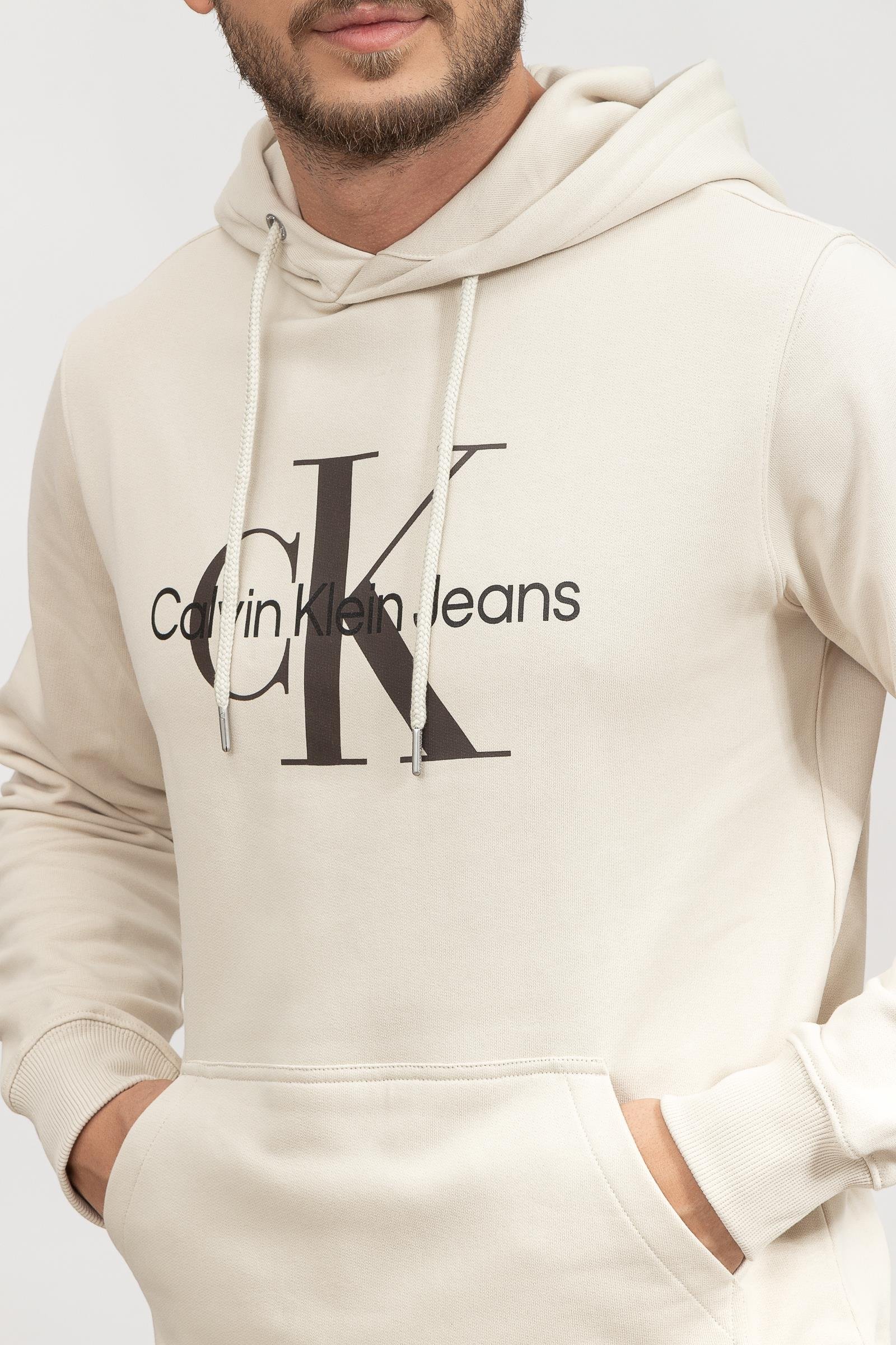 Calvin Klein Seasonal Monologo Regular Hoodie Erkek Kapüşonlu Sweatshirt