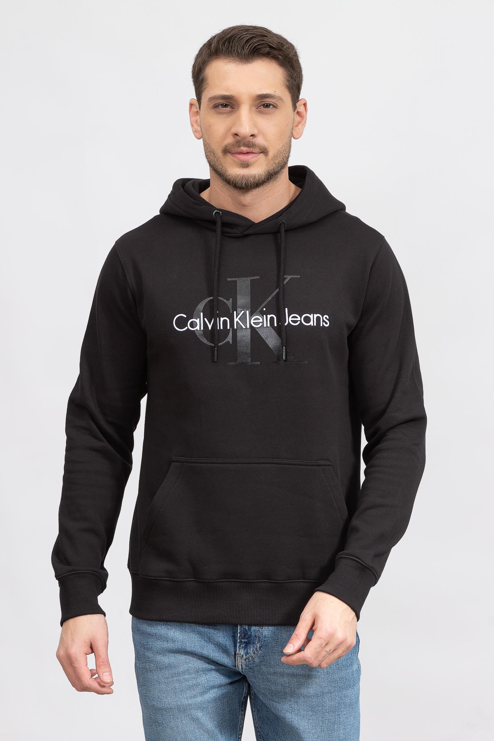 Calvin Klein Seasonal Monologo Regular Hoodie Erkek Kapüşonlu Sweatshirt