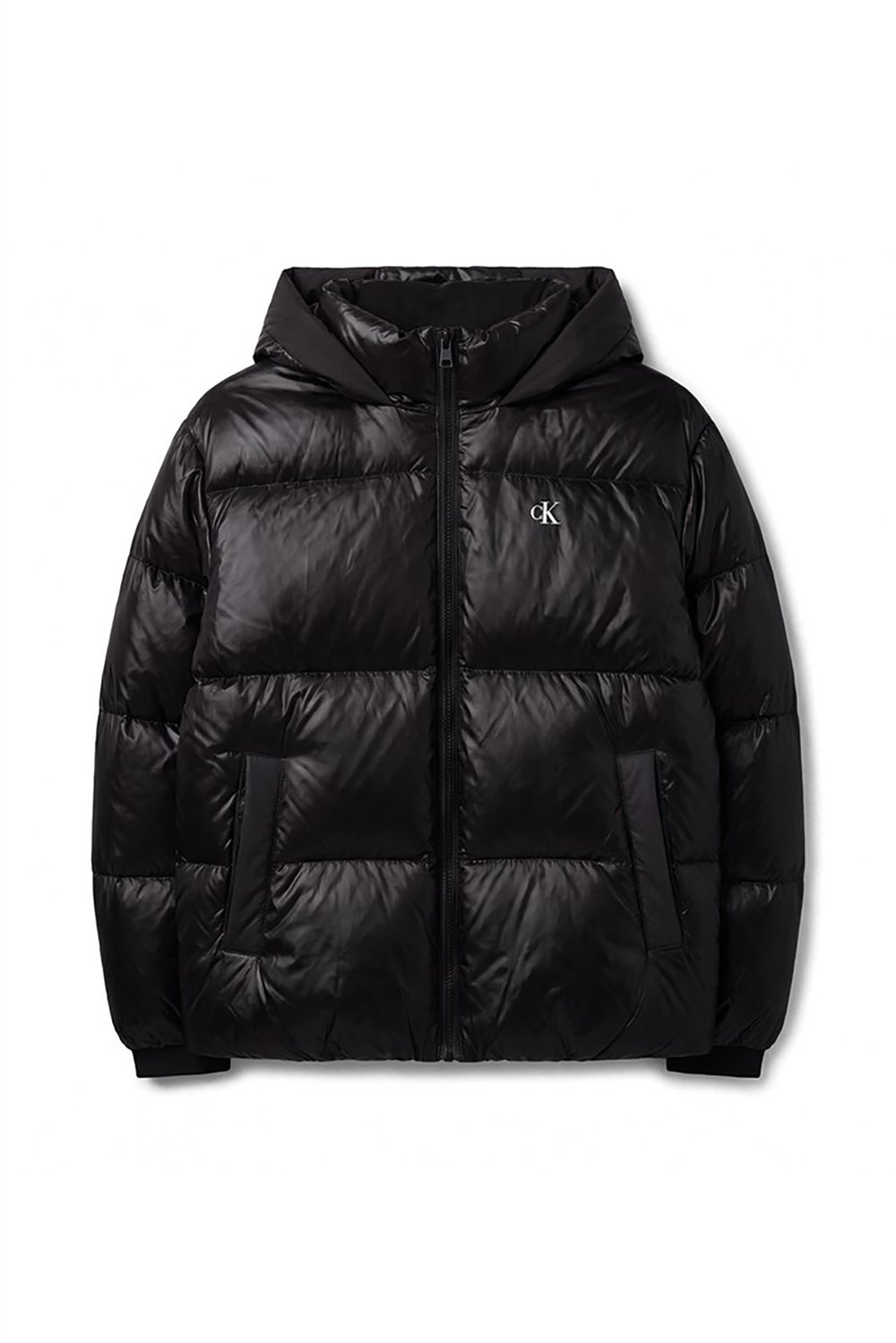 Calvin Klein Shine Mw Logo Hooded Down Puffer Kadın Şişme Mont Siyah