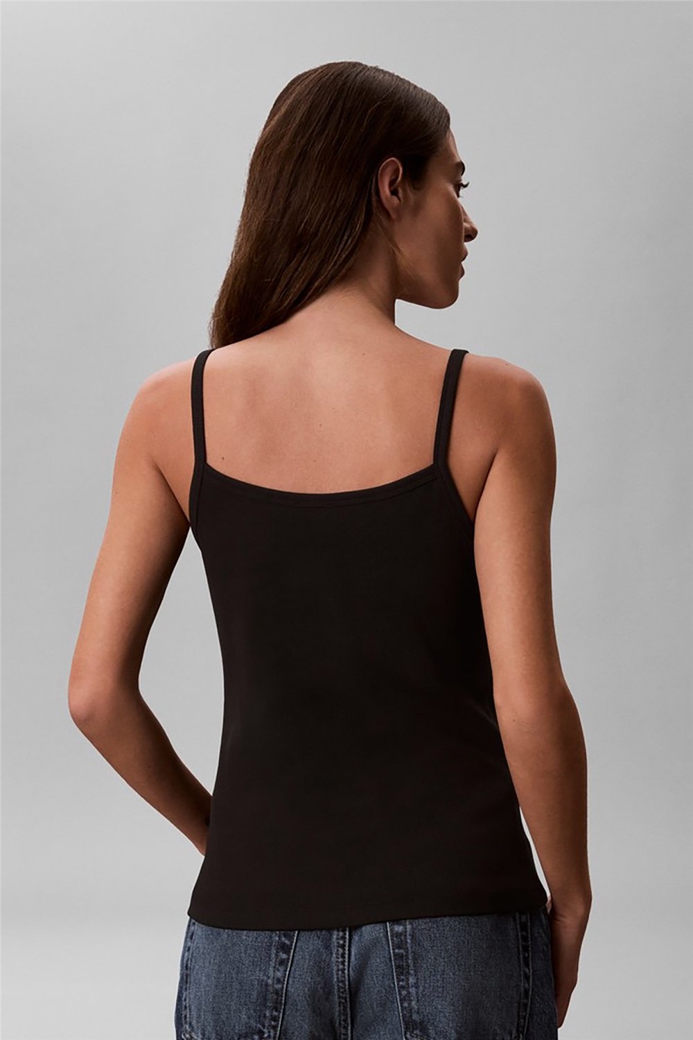 Calvin Klein Sl 2X2 Baby Rib Strap Tank Kadın Kolsuz T-Shirt Siyah