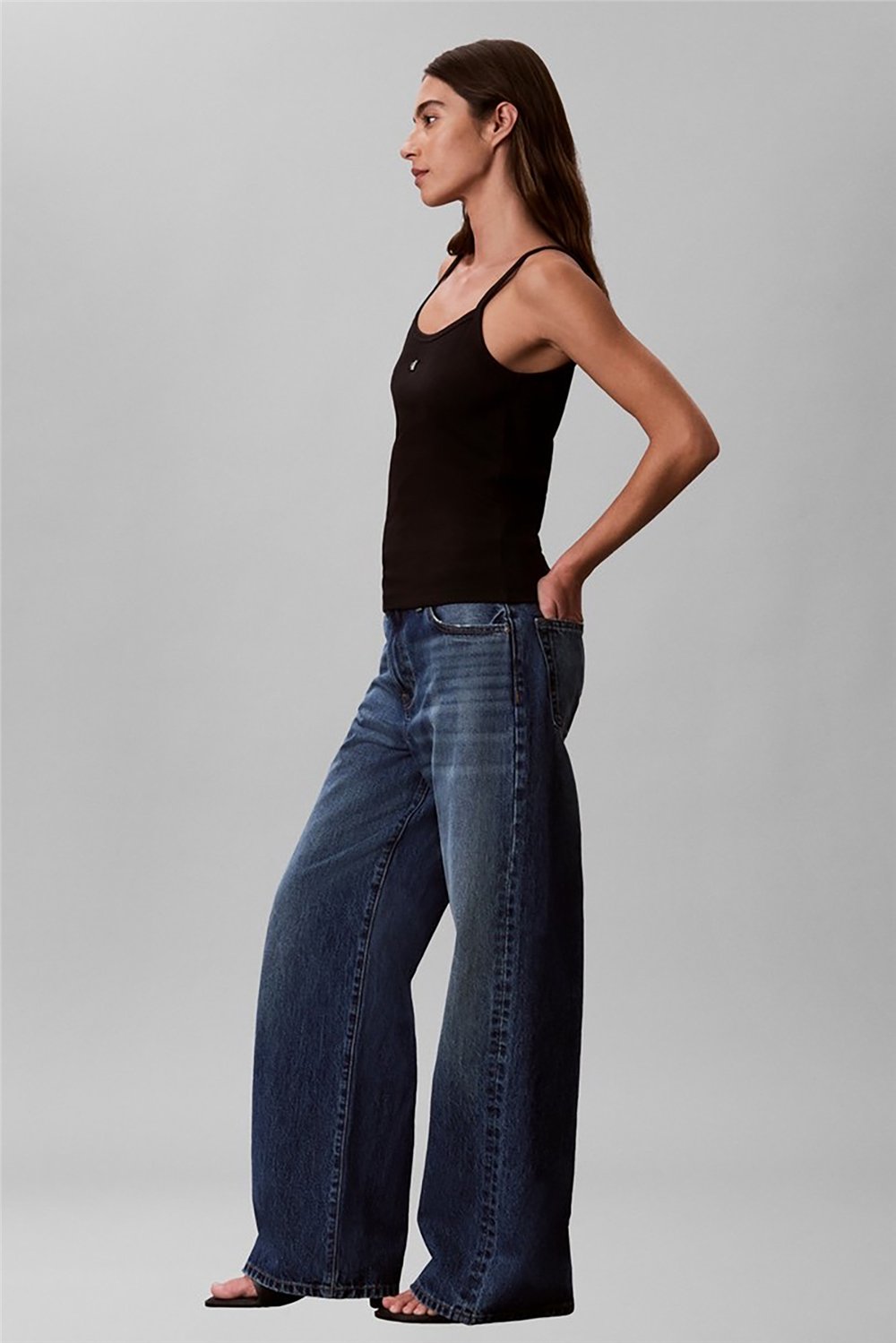Calvin Klein Sl 2X2 Baby Rib Strap Tank Kadın Kolsuz T-Shirt Siyah