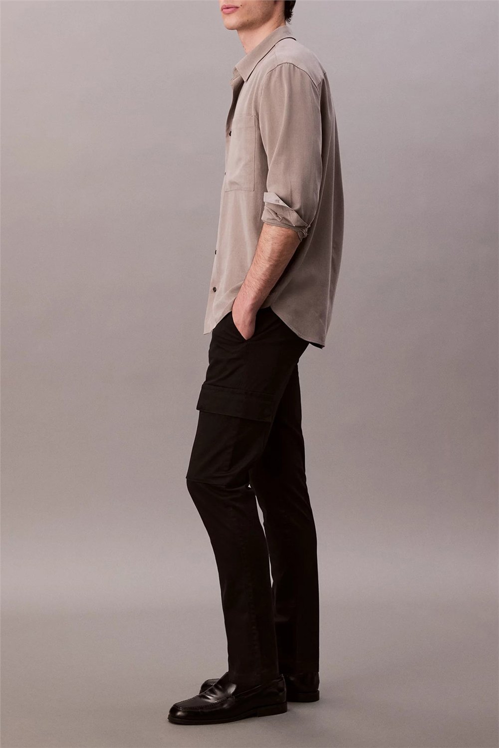 Calvin Klein Slim Cotton Stretch Cargo Erkek Kargo Pantolon Siyah