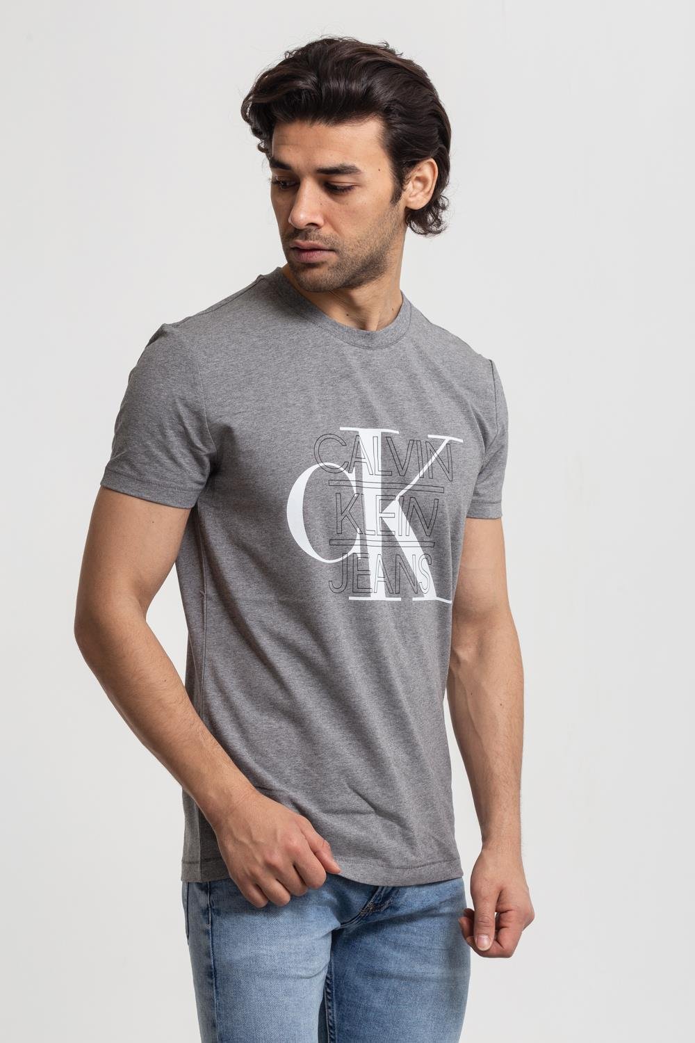 Calvin Klein Slim Fit Grafik Logo Baskılı Erkek Kısa Kollu T-Shirt