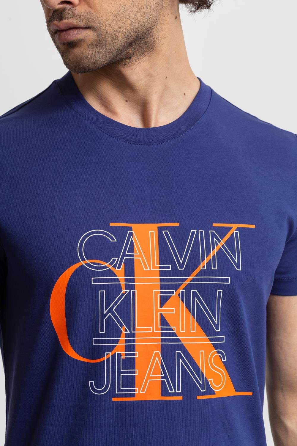 Calvin Klein Slim Fit Grafik Logo Baskılı Erkek Kısa Kollu T-Shirt
