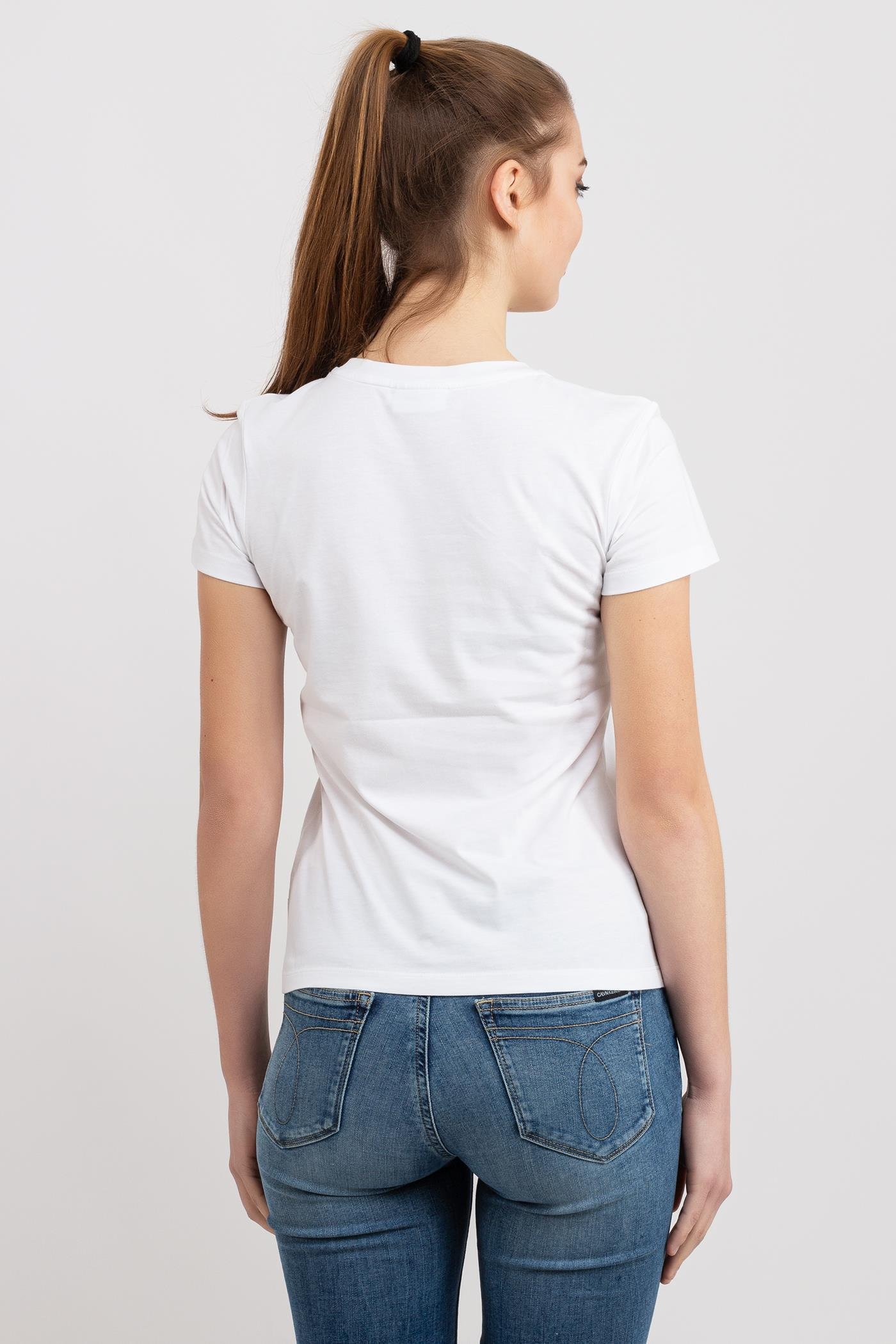 Calvin Klein Slim Fit Metallic Logo Tee Kadın Bisiklet Yaka T-Shirt