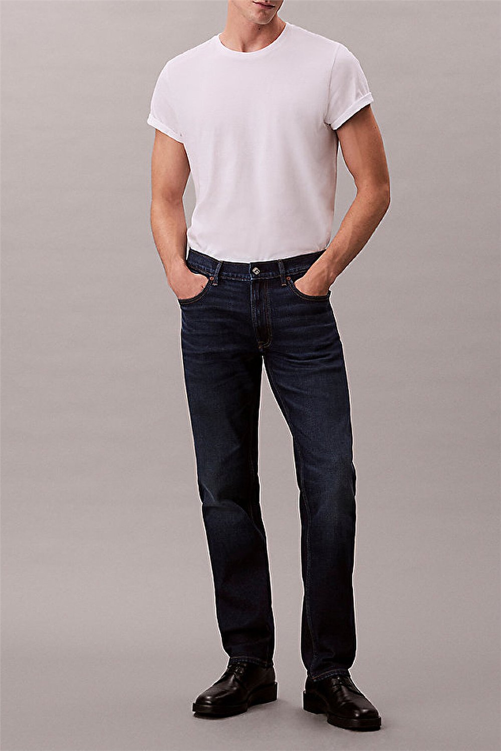 Calvin Klein Slim Straight Dark Casper Jean Erkek Jean Pantolon Mavi
