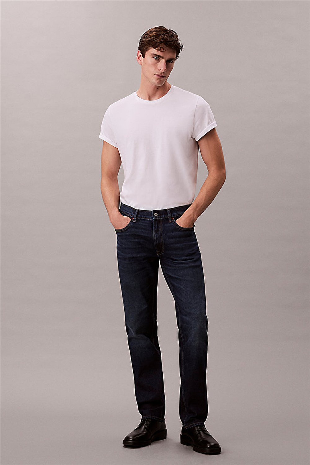 Calvin Klein Slim Straight Dark Casper Jean Erkek Jean Pantolon Mavi