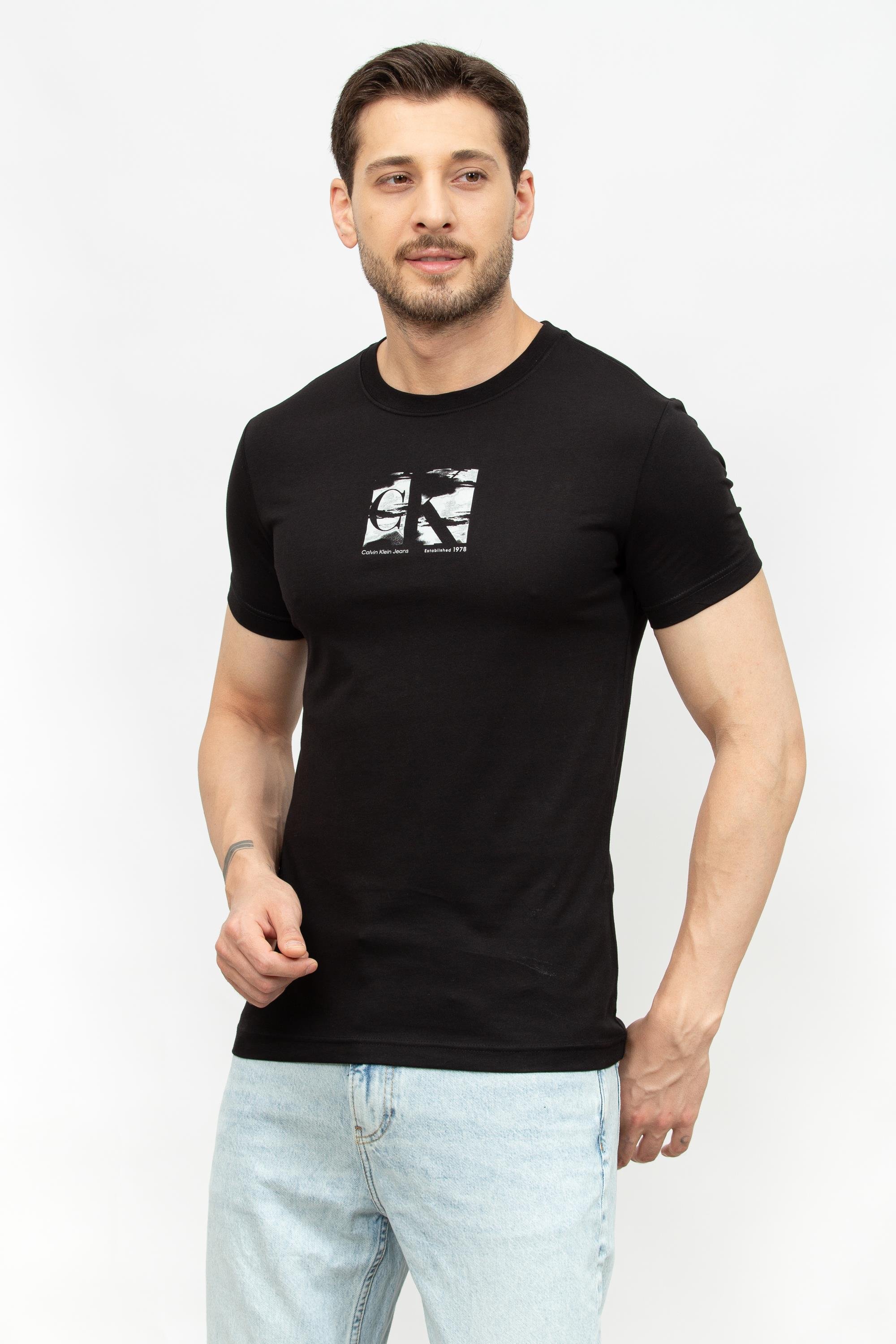 Calvin Klein Small Box Logo Erkek Bisiklet Yaka T-Shirt