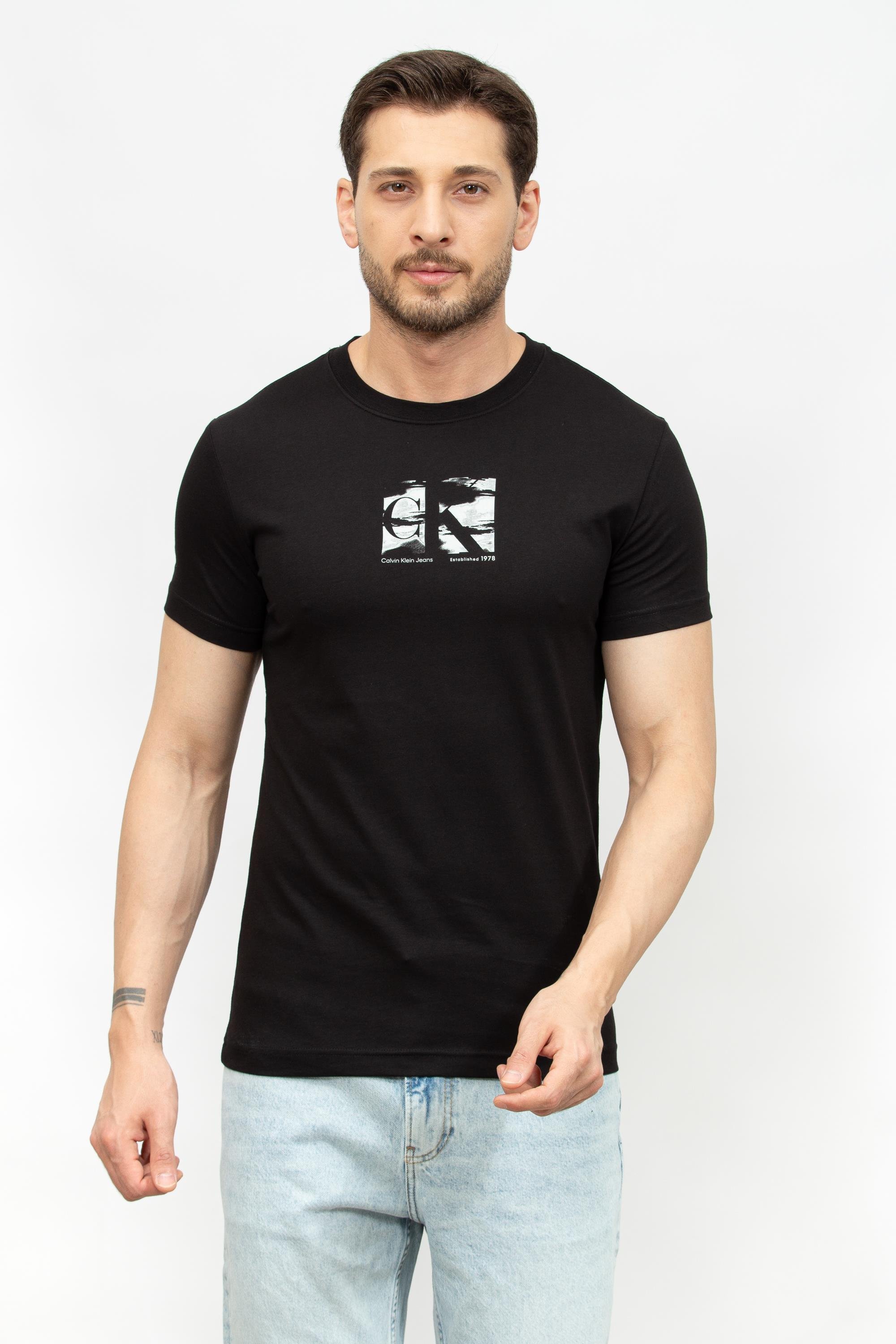 Calvin Klein Small Box Logo Erkek Bisiklet Yaka T-Shirt