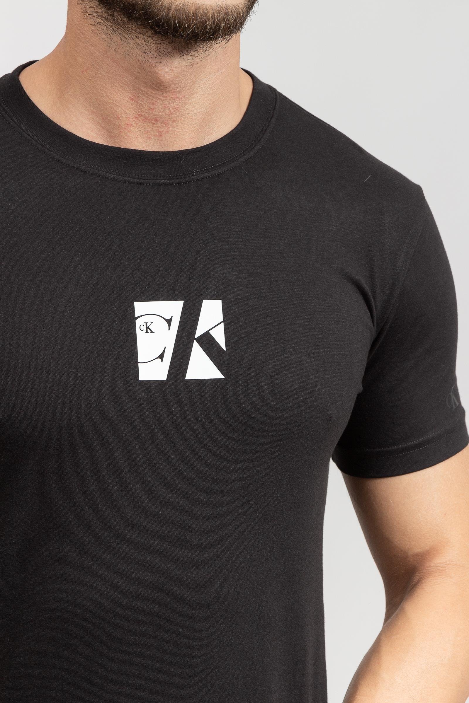 Calvin Klein Small Center Box Erkek Bisiklet Yaka T-Shirt