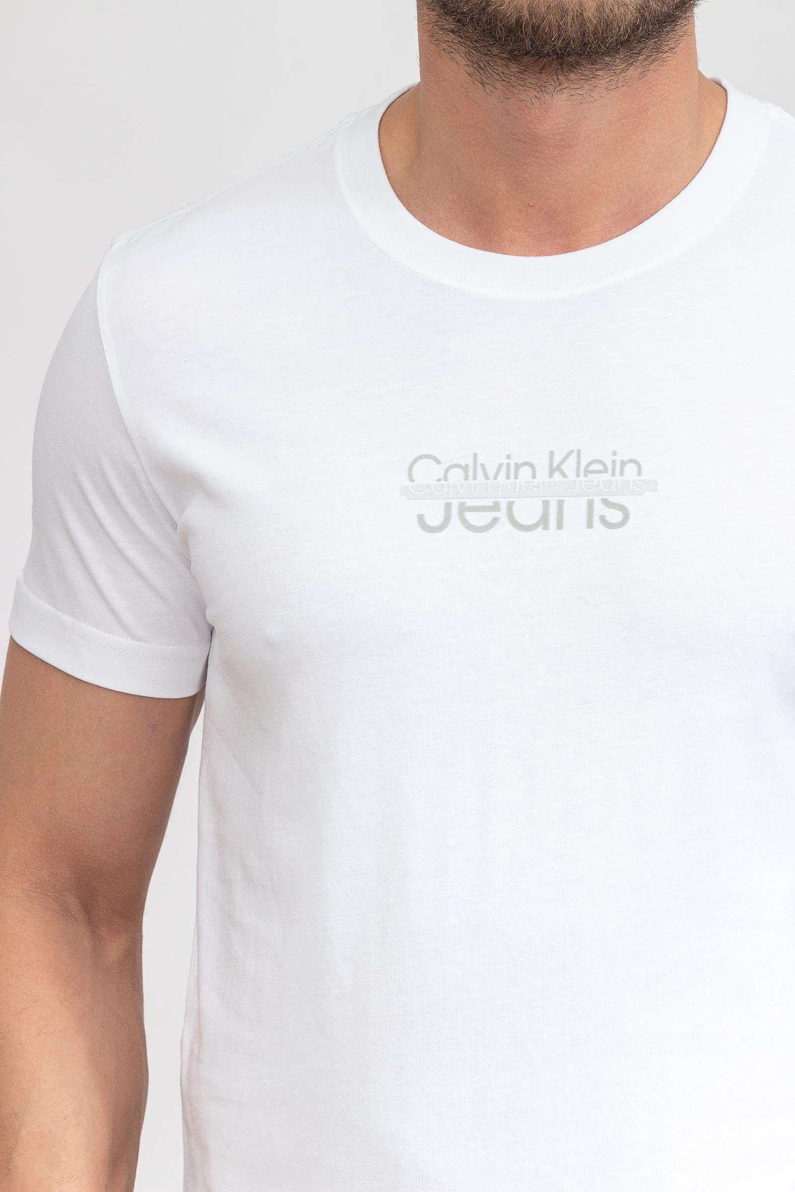 Calvin Klein Small Disrupted Lacquer Logo Erkek Bisiklet Yaka T-Shirt