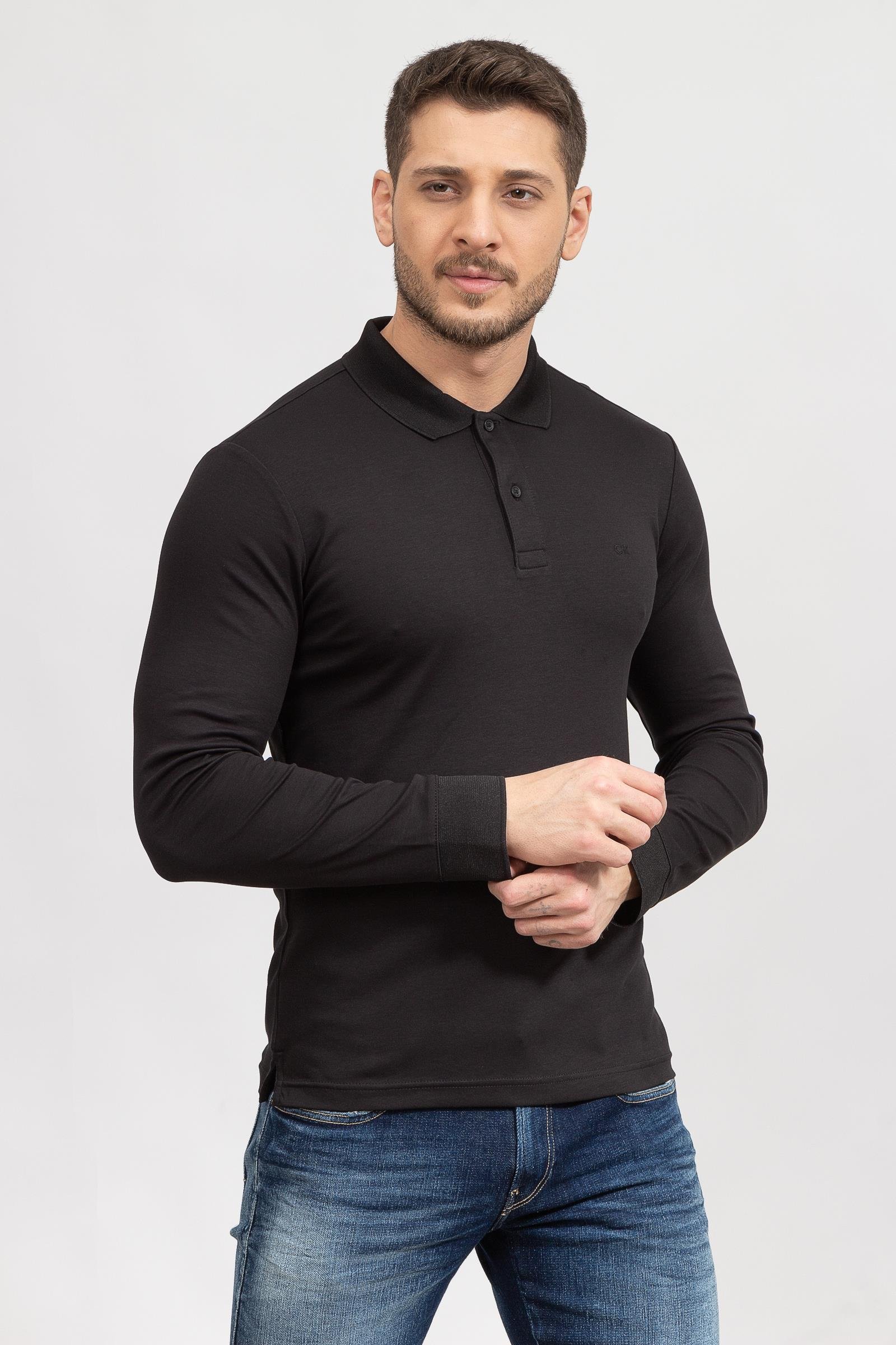 Calvin Klein Smooth Cotton Slim Ls Erkek Polo Yaka T-Shirt