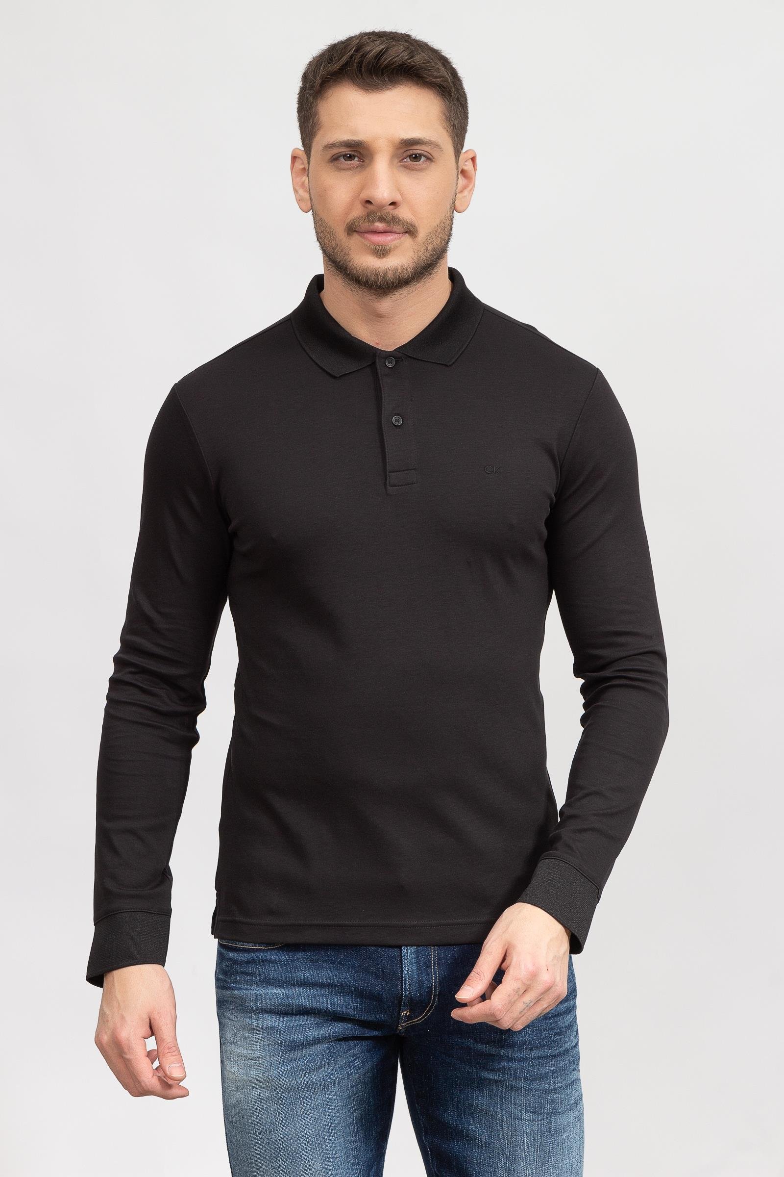 Calvin Klein Smooth Cotton Slim Ls Erkek Polo Yaka T-Shirt