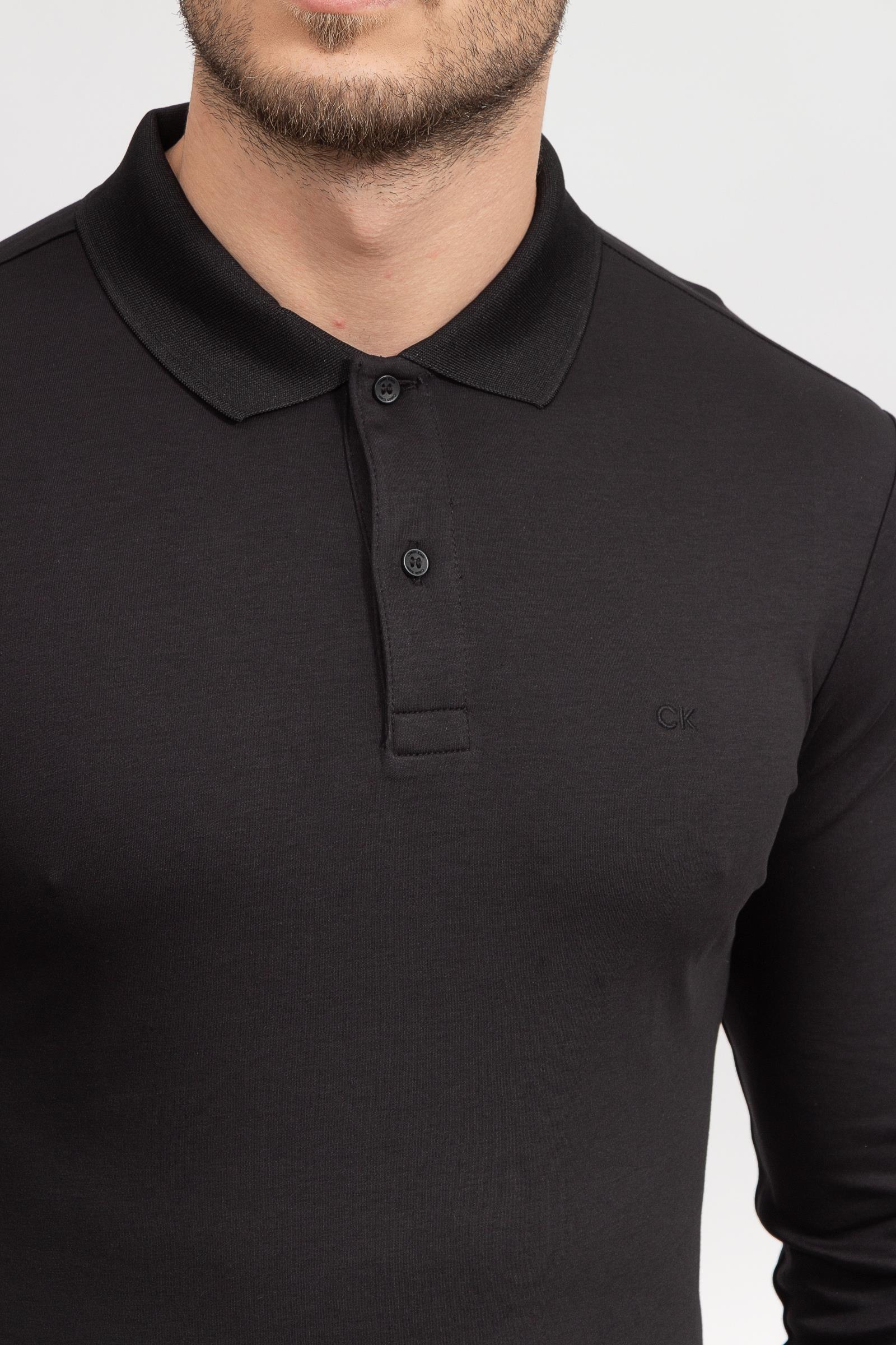Calvin Klein Smooth Cotton Slim Ls Erkek Polo Yaka T-Shirt