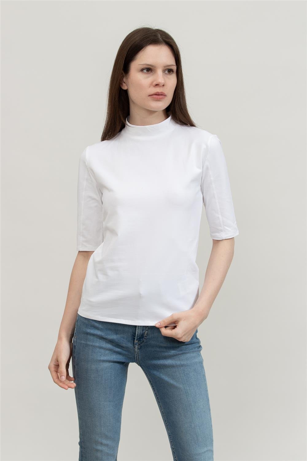 Calvin Klein Smooth Cotton Stretch Mock Top Kadın Kapüşonlu Sweatshirt