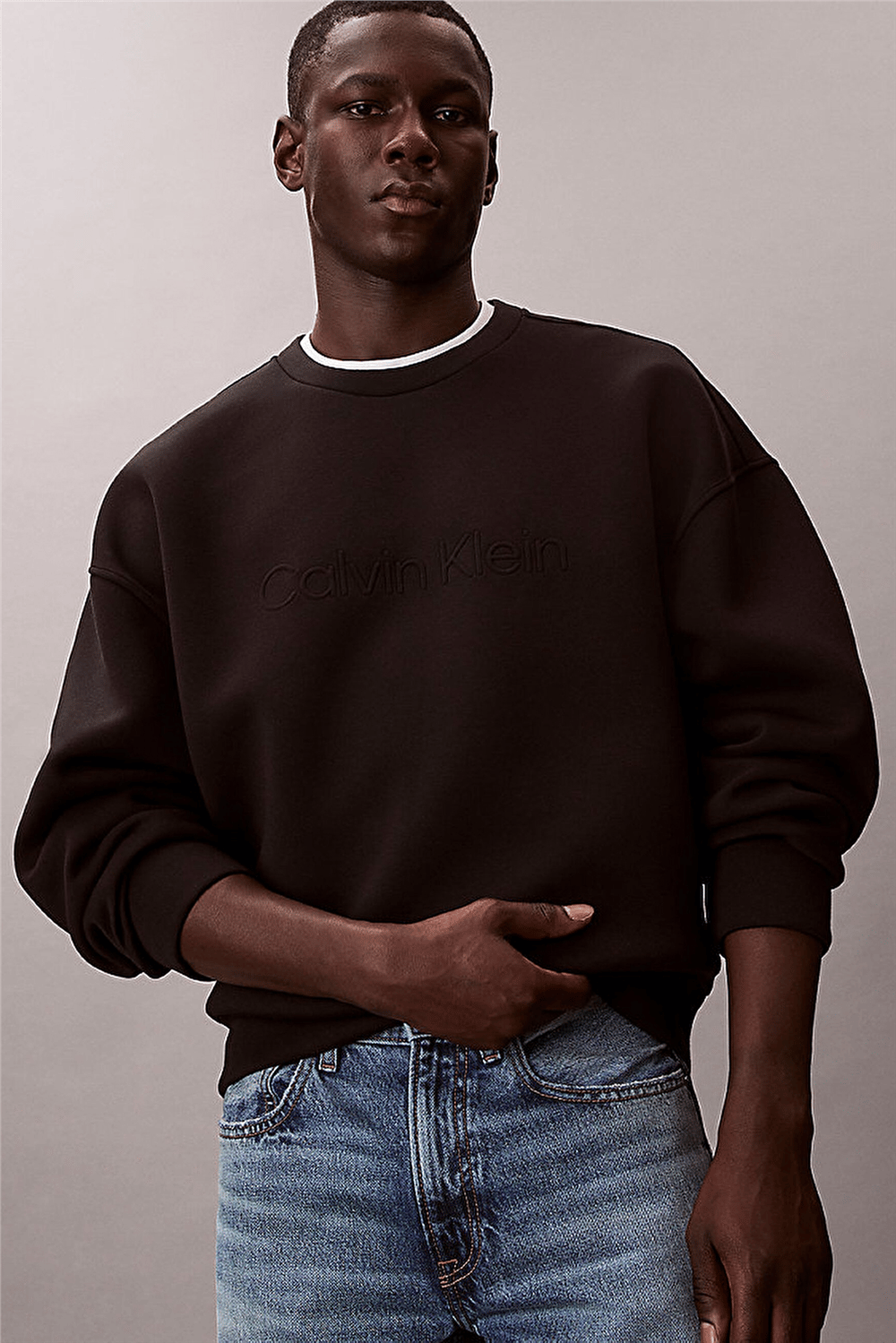 Calvin Klein Spacer Crewneck Erkek Bisiklet Yaka Sweatshirt Siyah