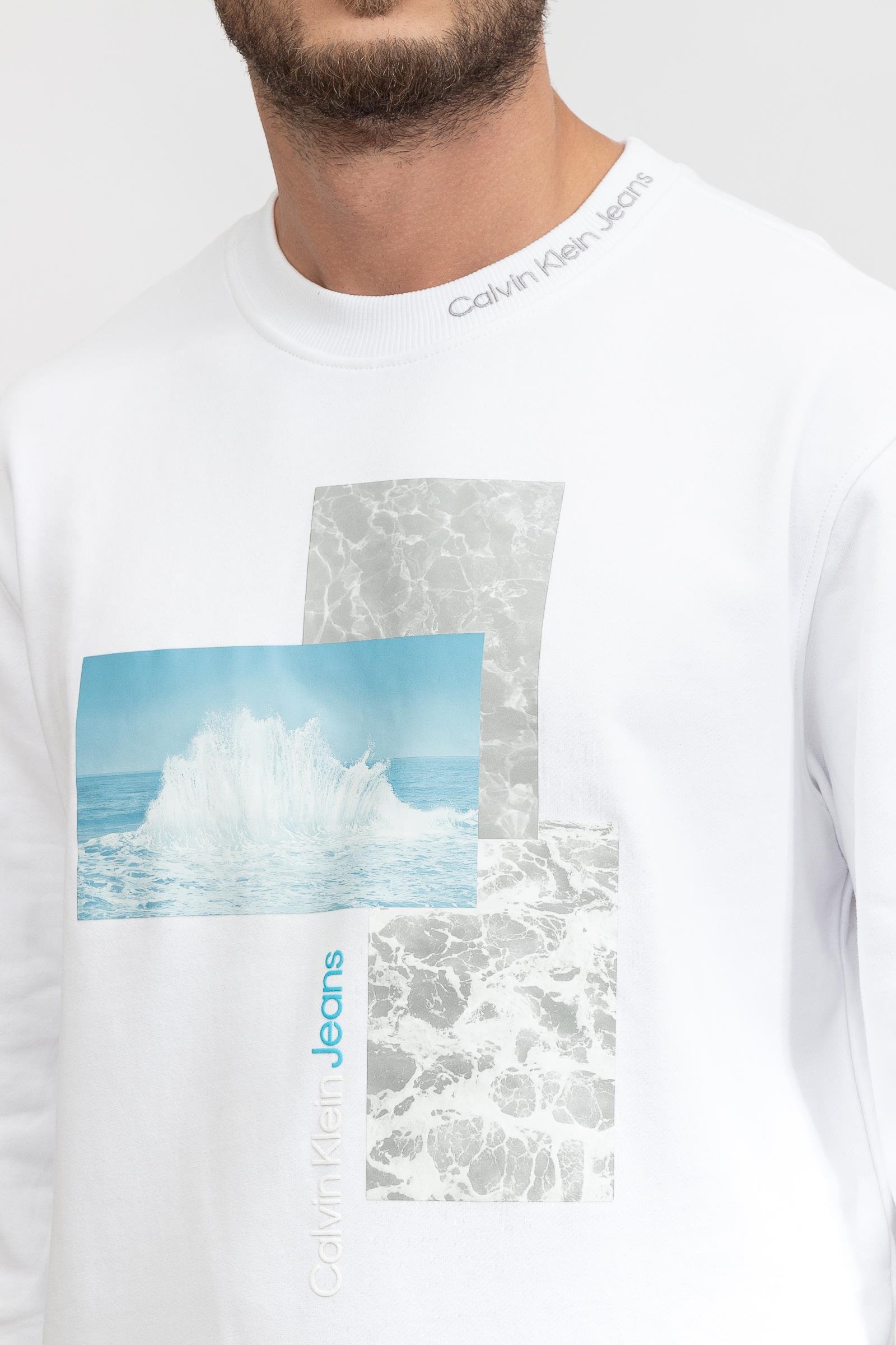 Calvin Klein Splash Photoprint Crew Neck Erkek Bisiklet Yaka Sweatshirt