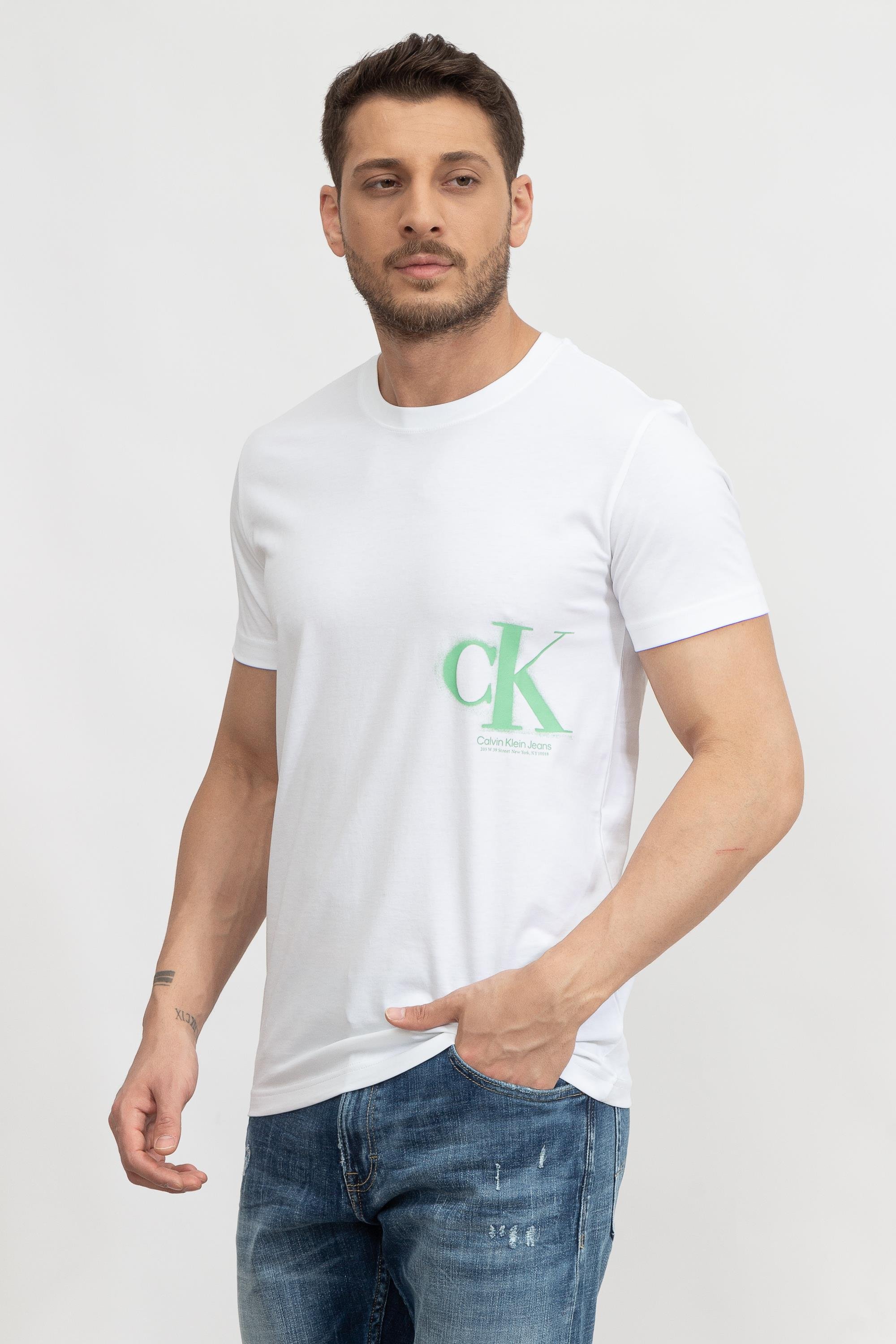Calvin Klein Spray Erkek Bisiklet Yaka T-Shirt