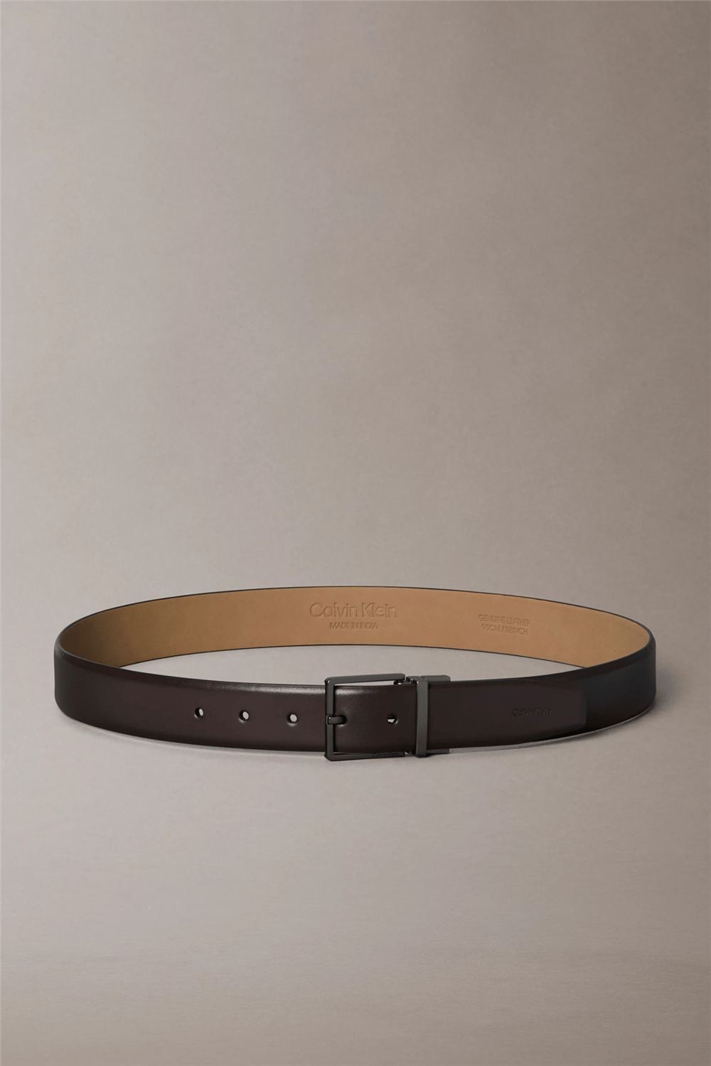 Calvin Klein Square Buckle Smooth Adj Erkek Kemer Kahverengi