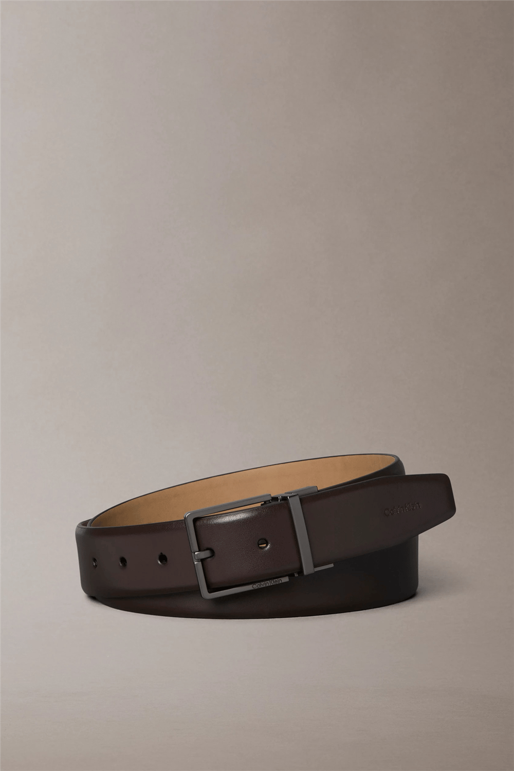 Calvin Klein Square Buckle Smooth Adj Erkek Kemer Kahverengi