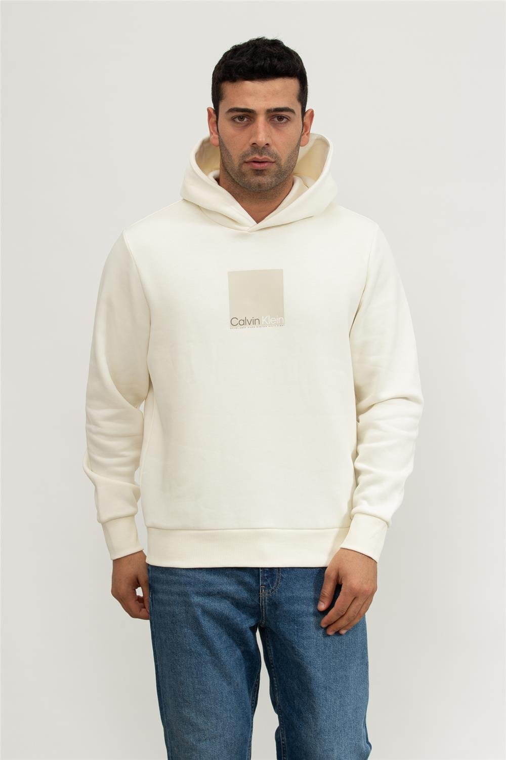 Calvin Klein Square Logo Erkek Kapüşonlu Sweatshirt