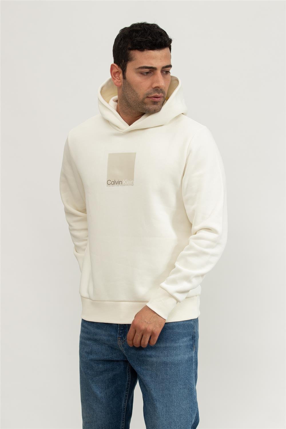 Calvin Klein Square Logo Erkek Kapüşonlu Sweatshirt